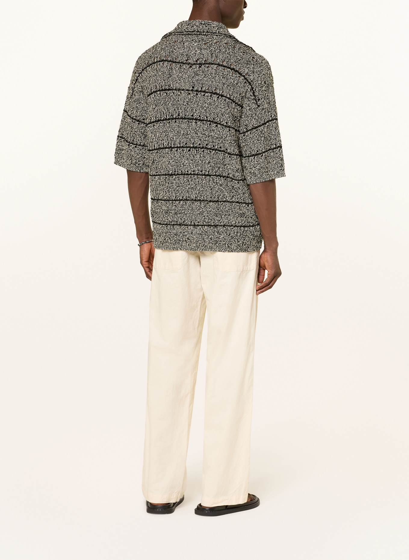 roberto collina Strickhemd Comfort Fit: SCHWARZ / WEISS