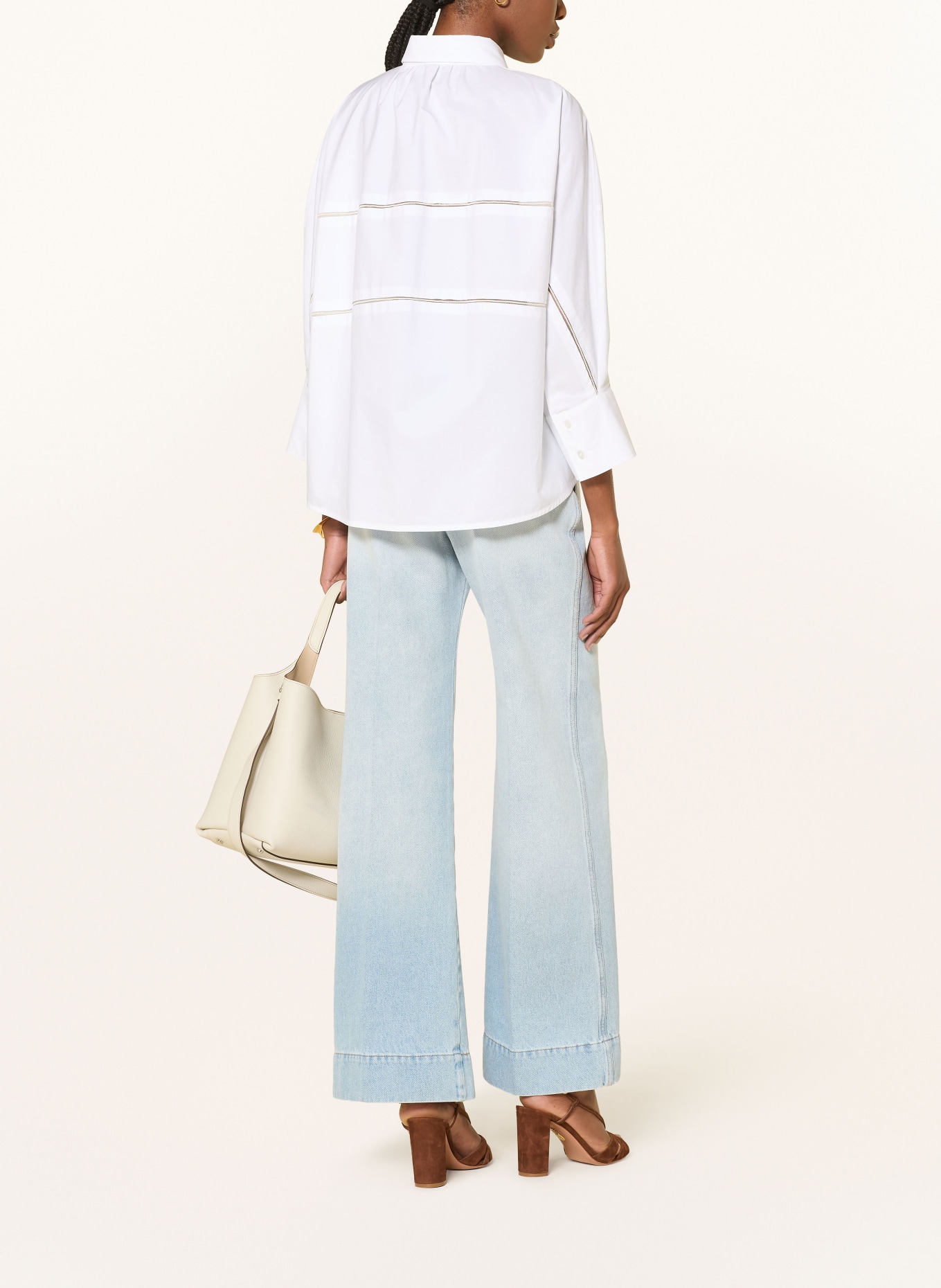 FABIANA FILIPPI Bluzka z rękawami 3/4 i kamyczkami: BIAŁY