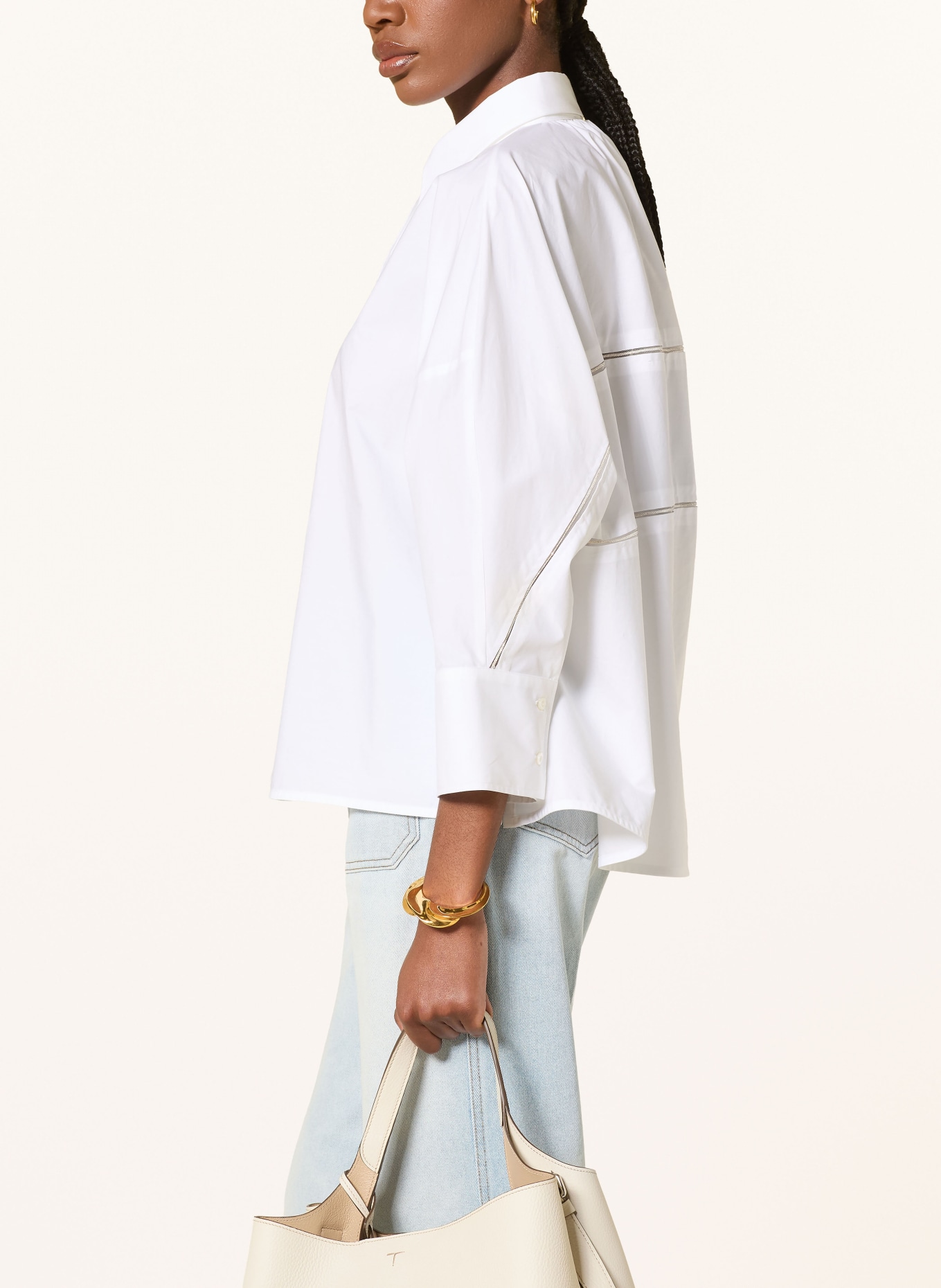 FABIANA FILIPPI Bluzka z rękawami 3/4 i kamyczkami: BIAŁY