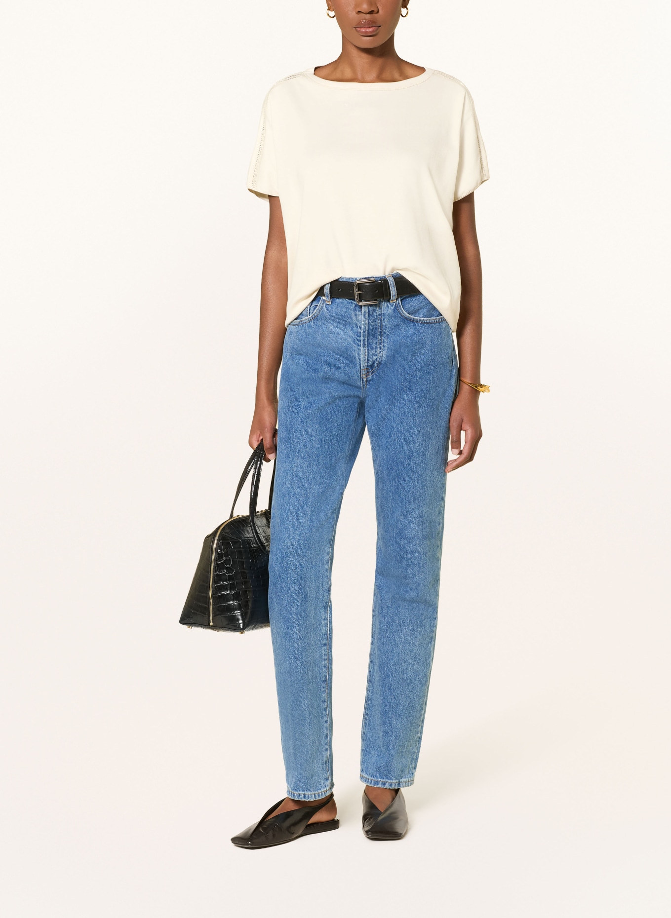 FABIANA FILIPPI T-Shirt mit Schmucksteinen: CREME