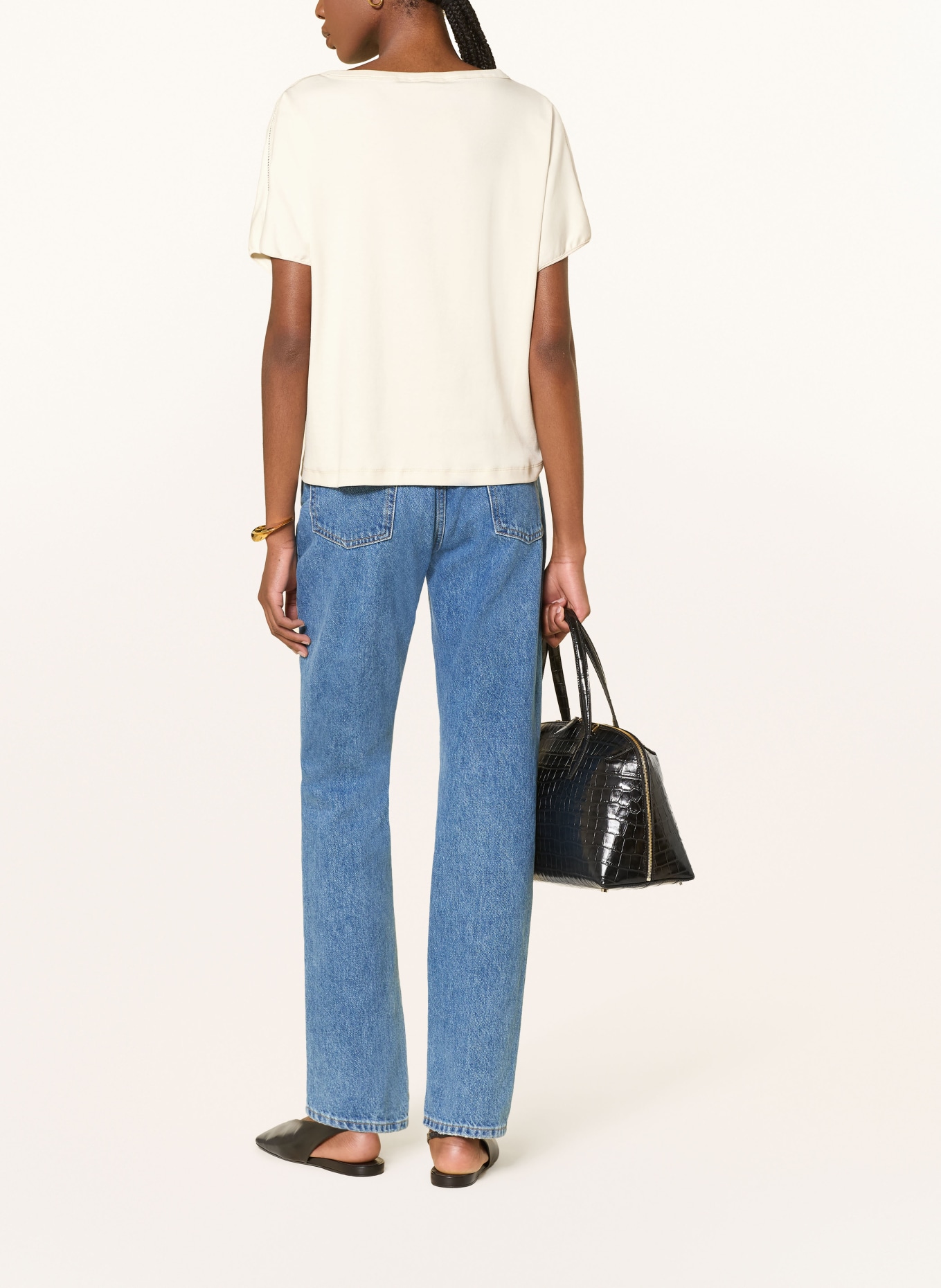 FABIANA FILIPPI T-Shirt mit Schmucksteinen: CREME