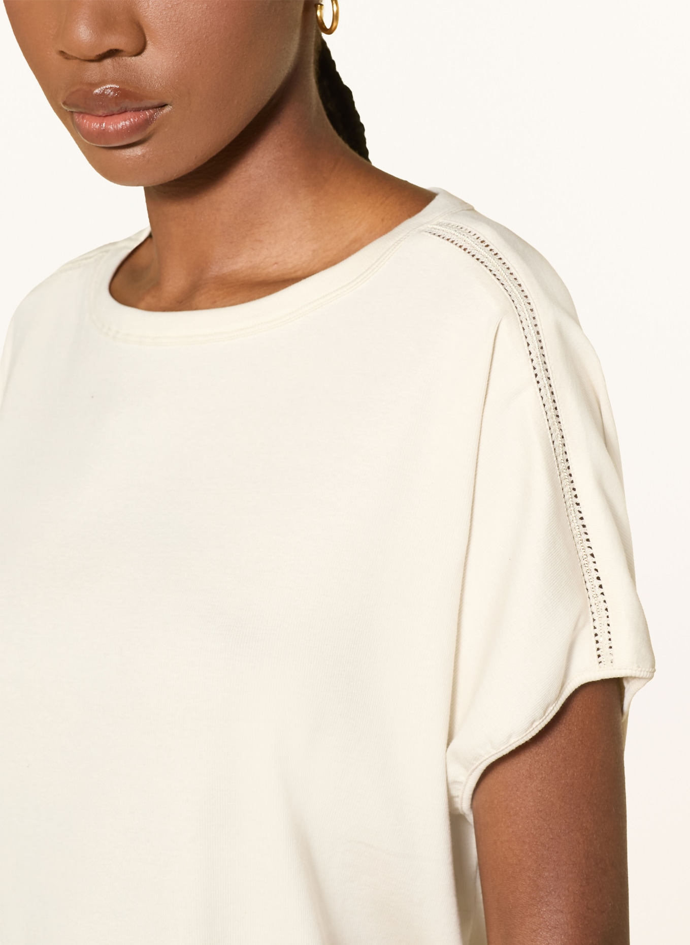 FABIANA FILIPPI T-Shirt mit Schmucksteinen: CREME