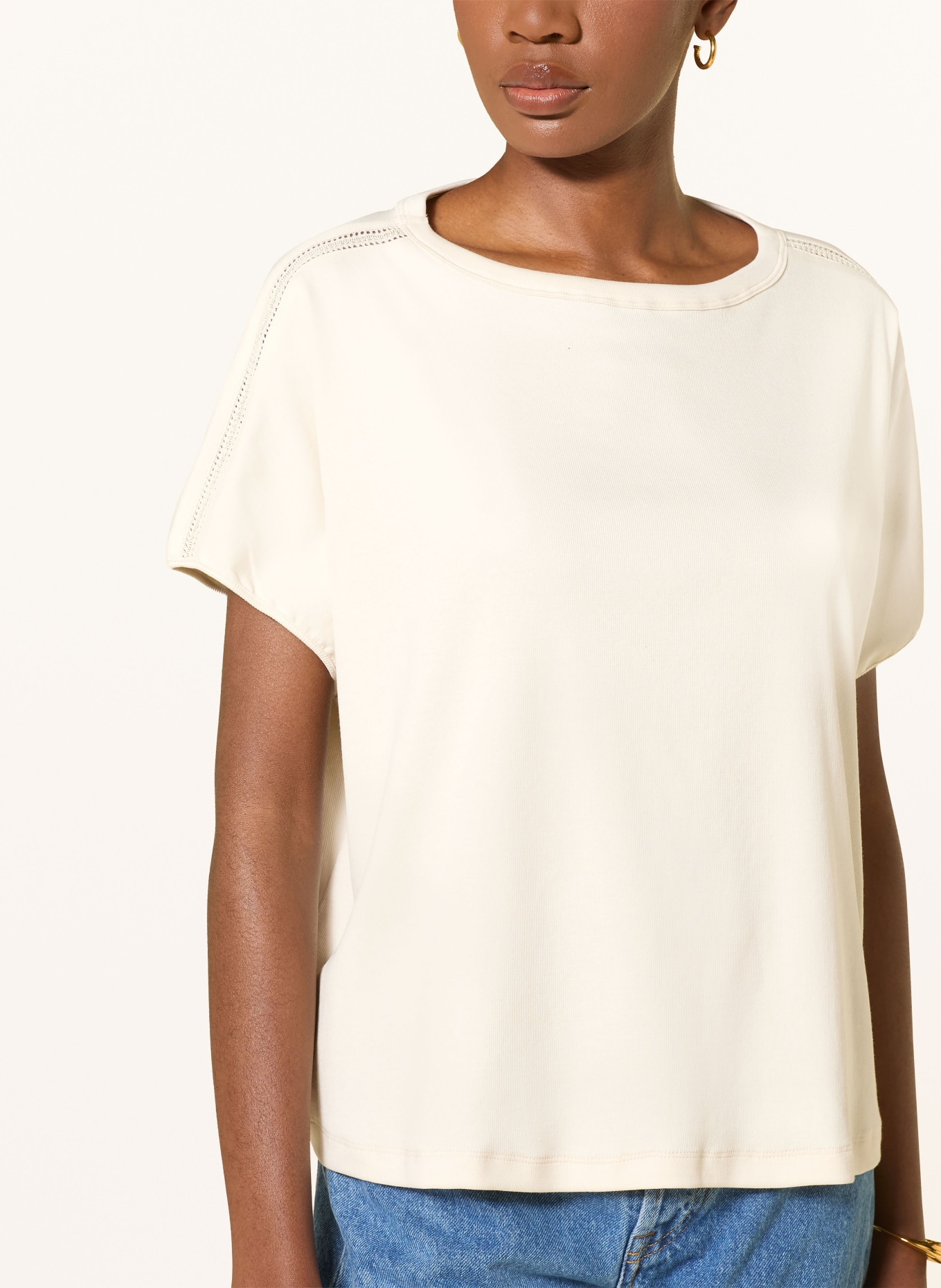 FABIANA FILIPPI T-Shirt mit Schmucksteinen: CREME
