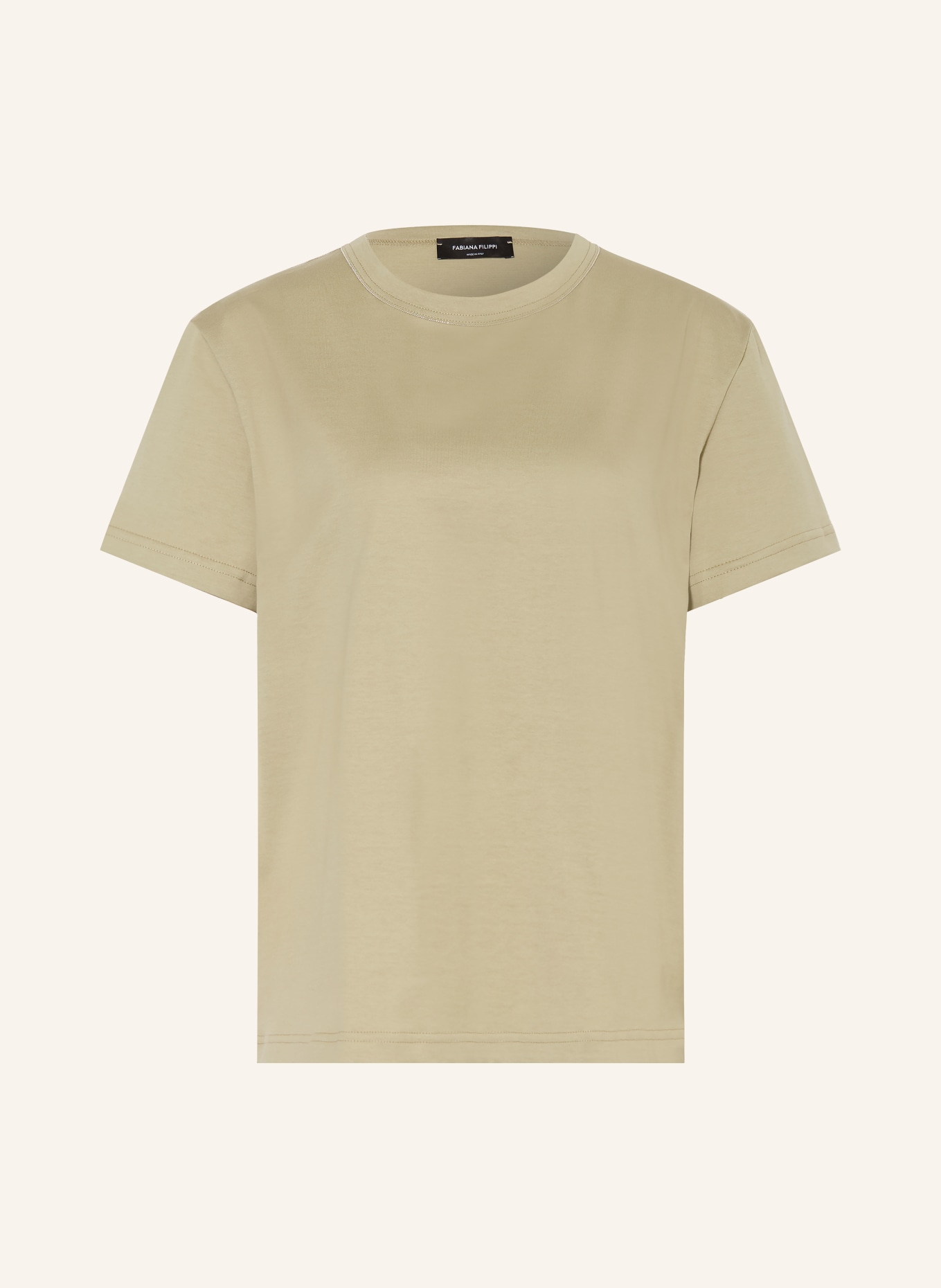 FABIANA FILIPPI T-shirt with rhinestones: KHAKI