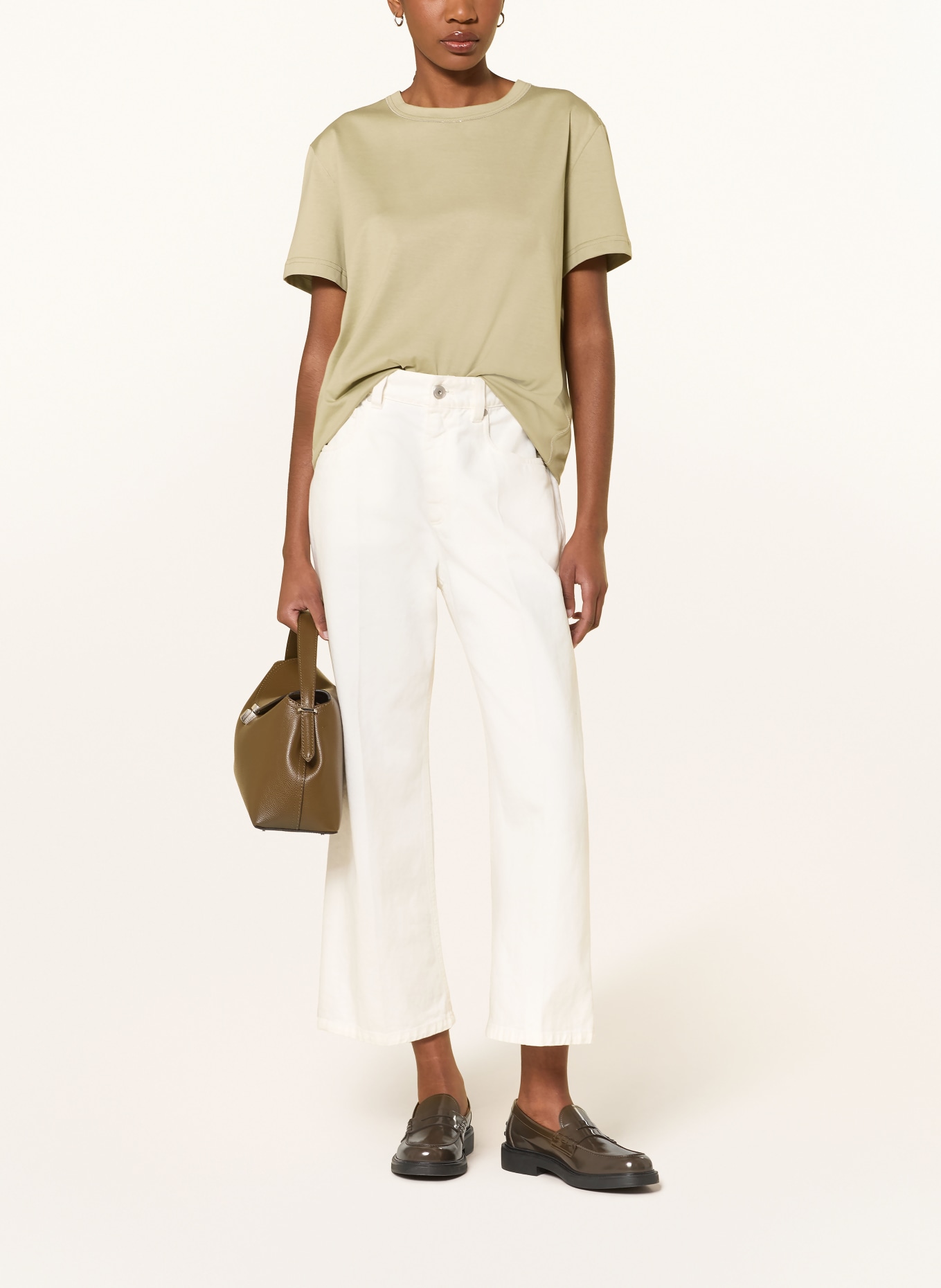 FABIANA FILIPPI T-shirt with rhinestones: KHAKI