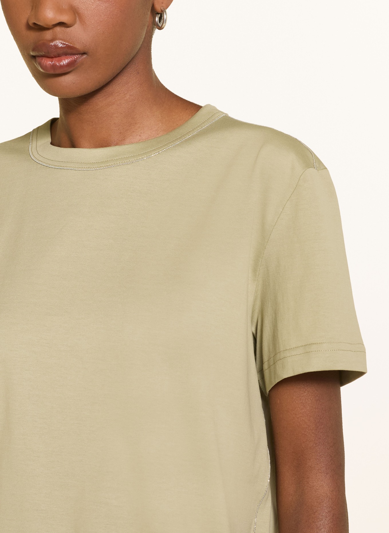 FABIANA FILIPPI T-shirt with rhinestones: KHAKI