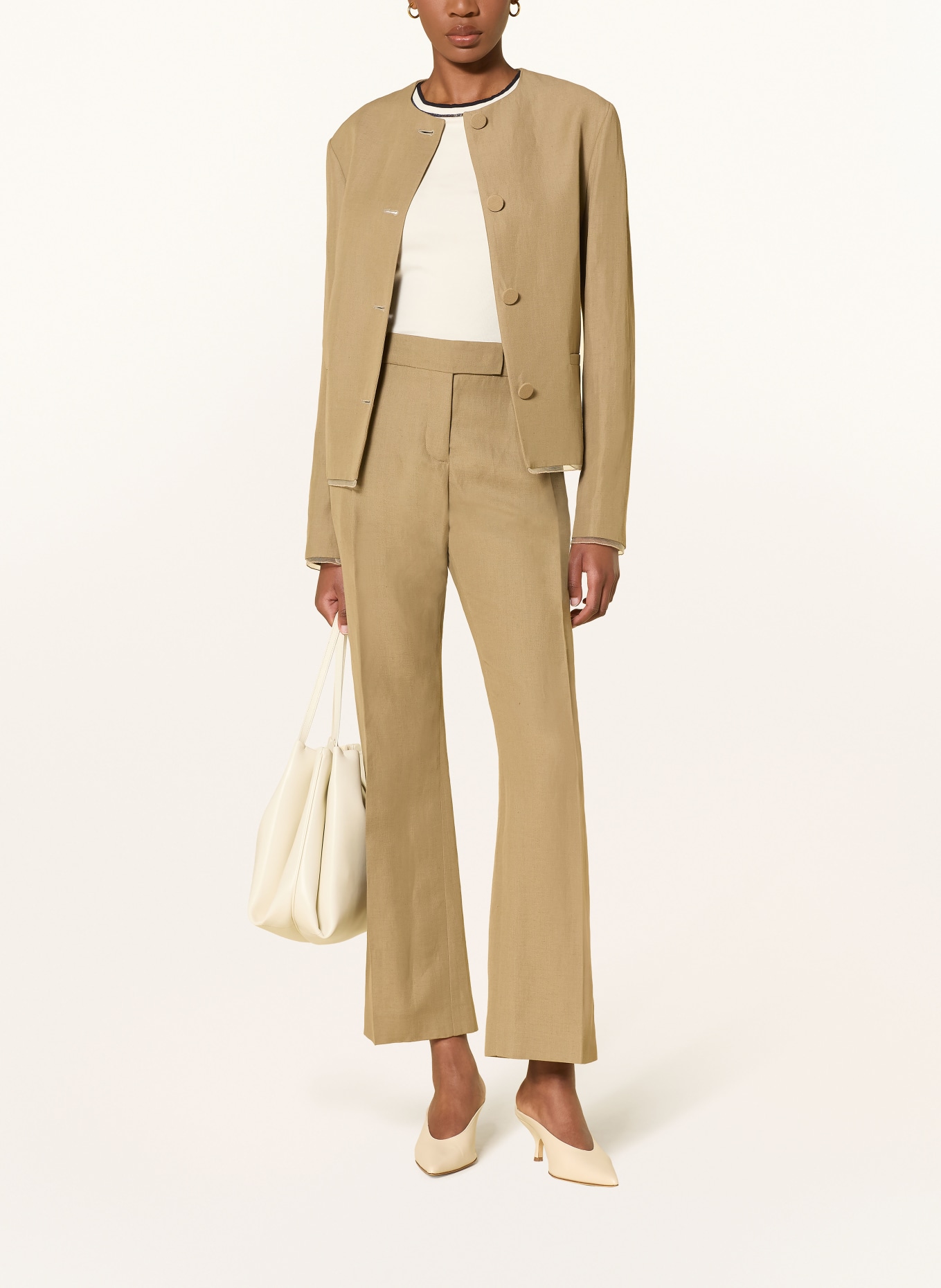 FABIANA FILIPPI Bootcut pants with linen: LIGHT BROWN
