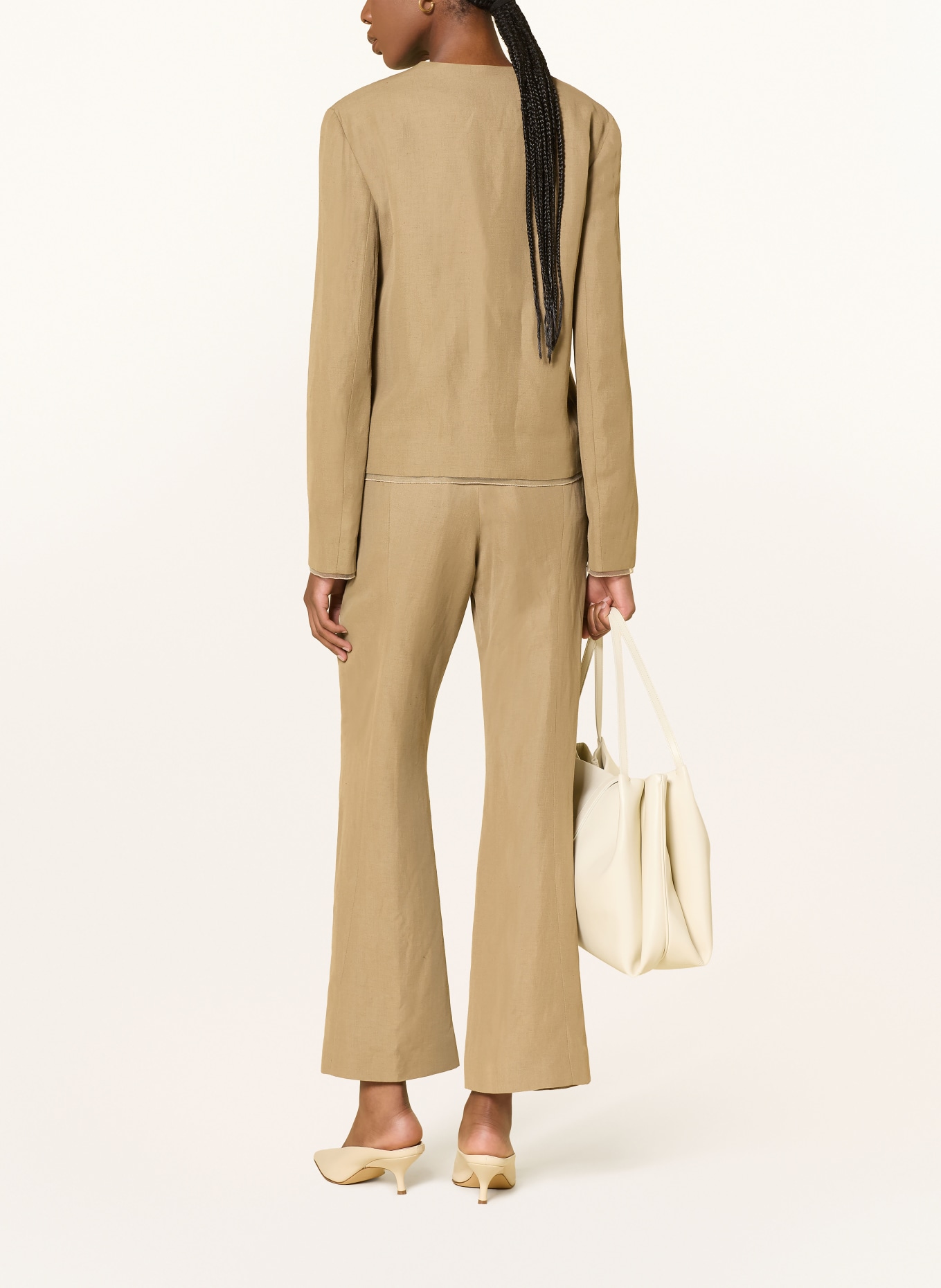 FABIANA FILIPPI Bootcut pants with linen: LIGHT BROWN
