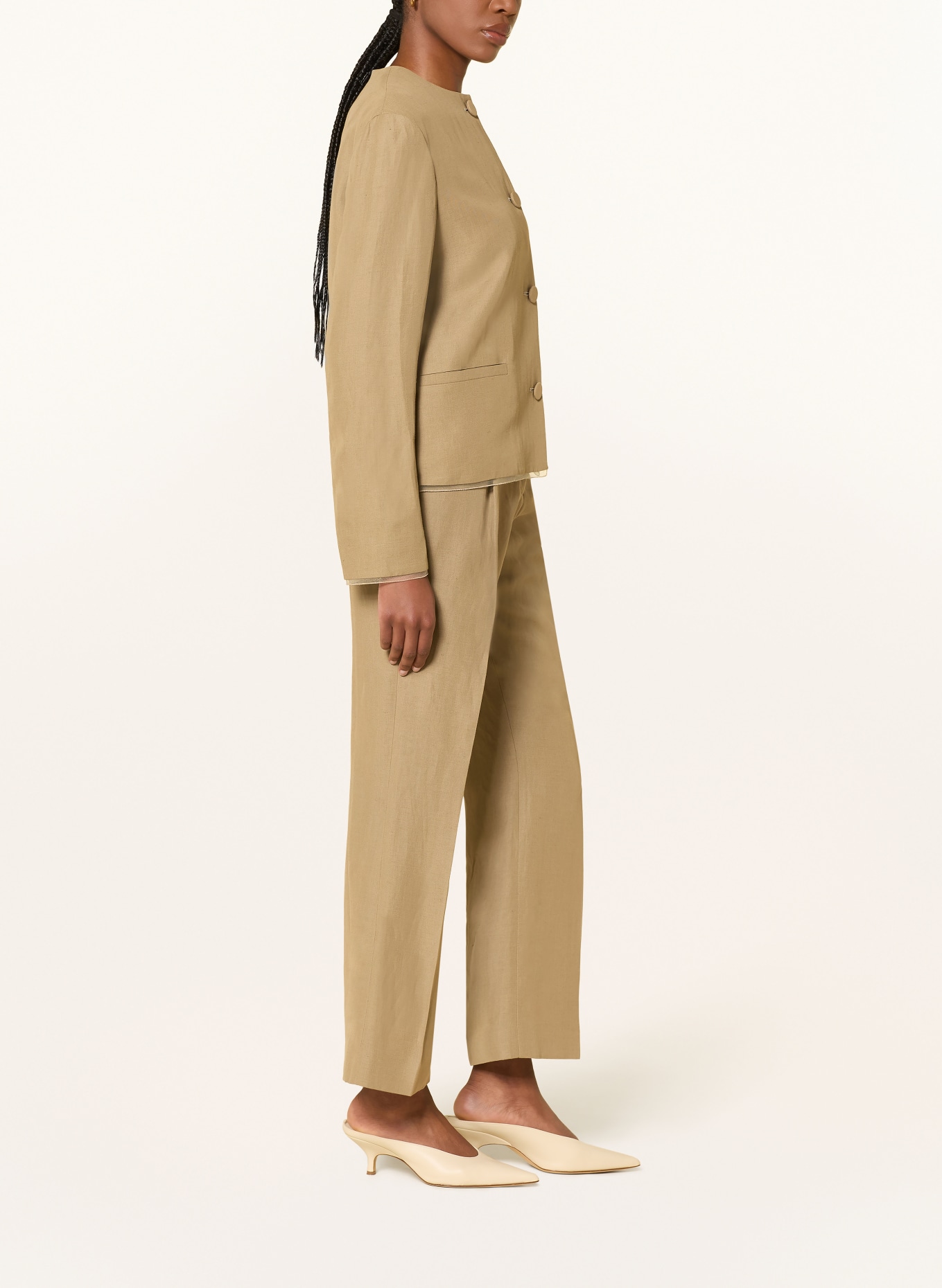 FABIANA FILIPPI Bootcut pants with linen: LIGHT BROWN