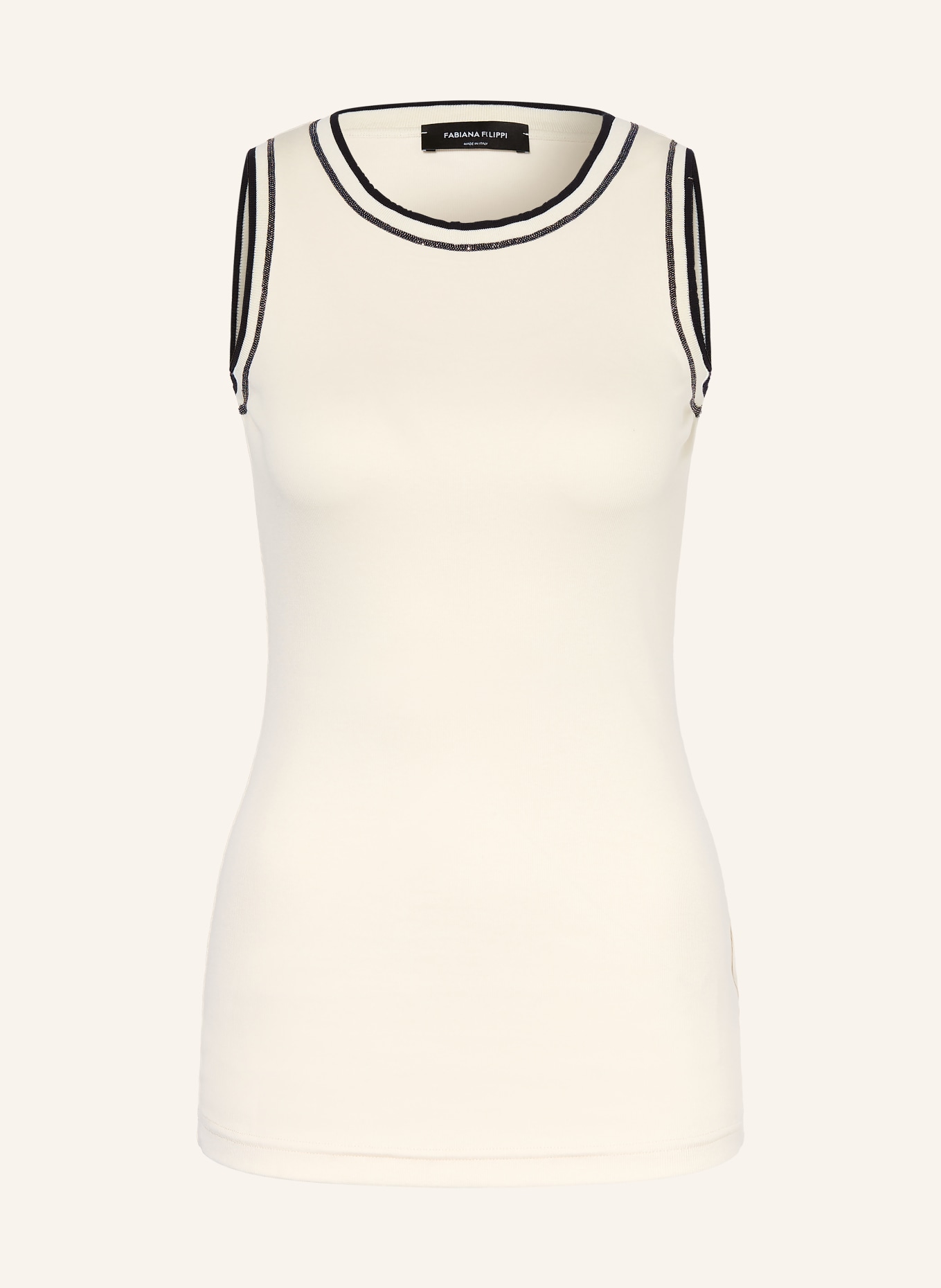 FABIANA FILIPPI Top z brokatową przędzą: KREMOWY / GRANATOWY