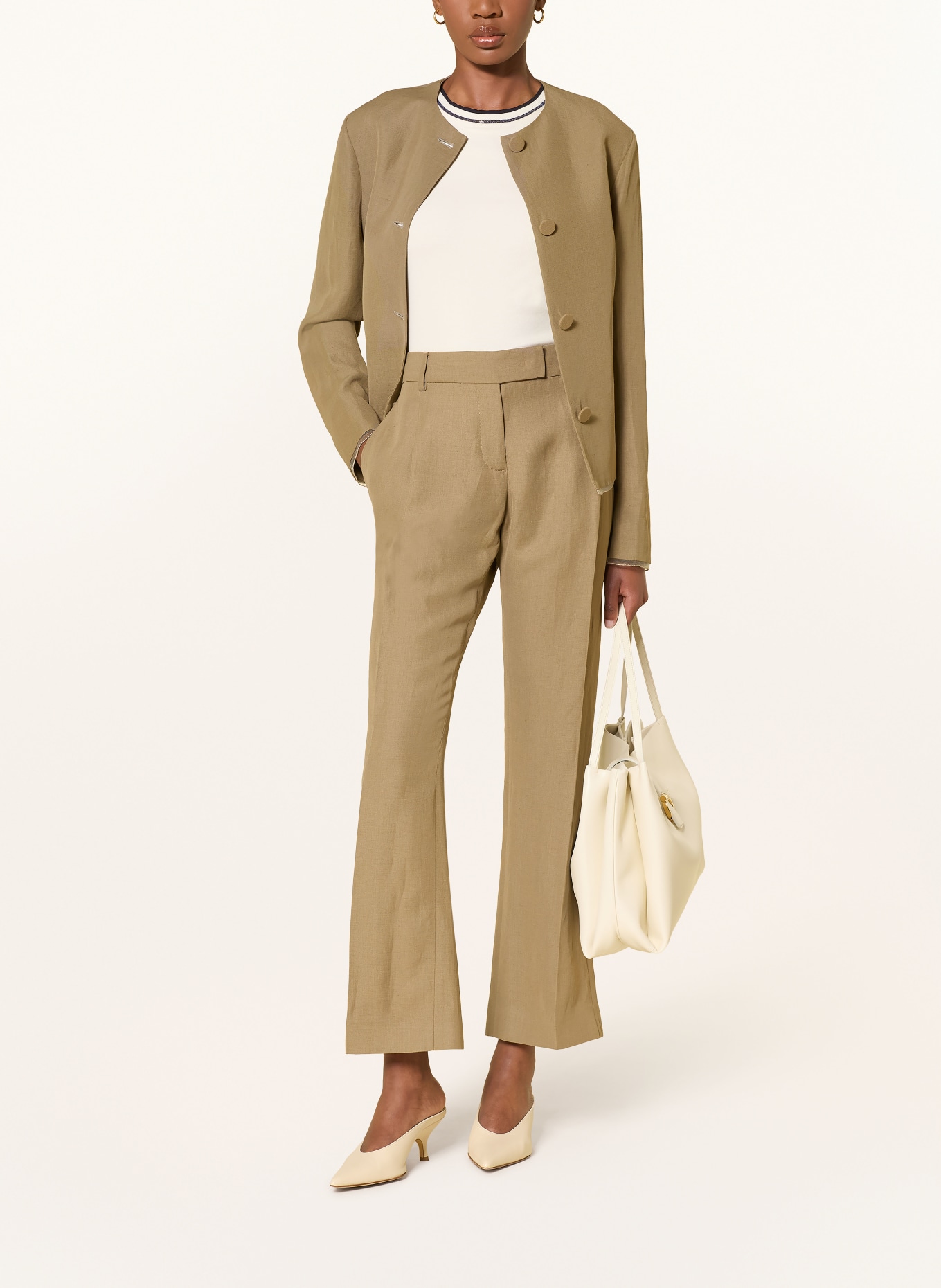 FABIANA FILIPPI Top z brokatową przędzą: KREMOWY / GRANATOWY