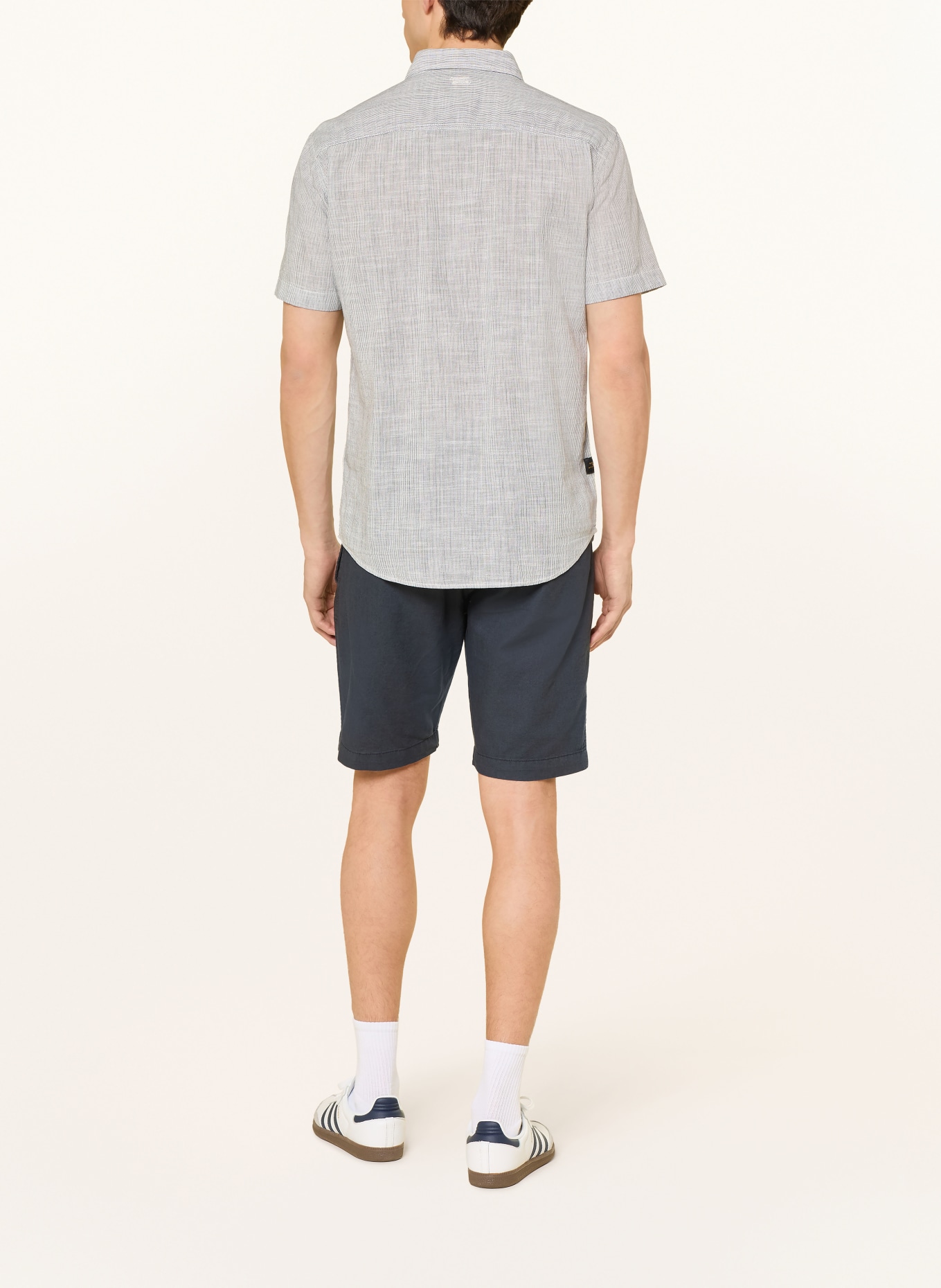 camel active Koszula z krótkim rękawem Regular Fit: BIAŁY / GRANATOWY