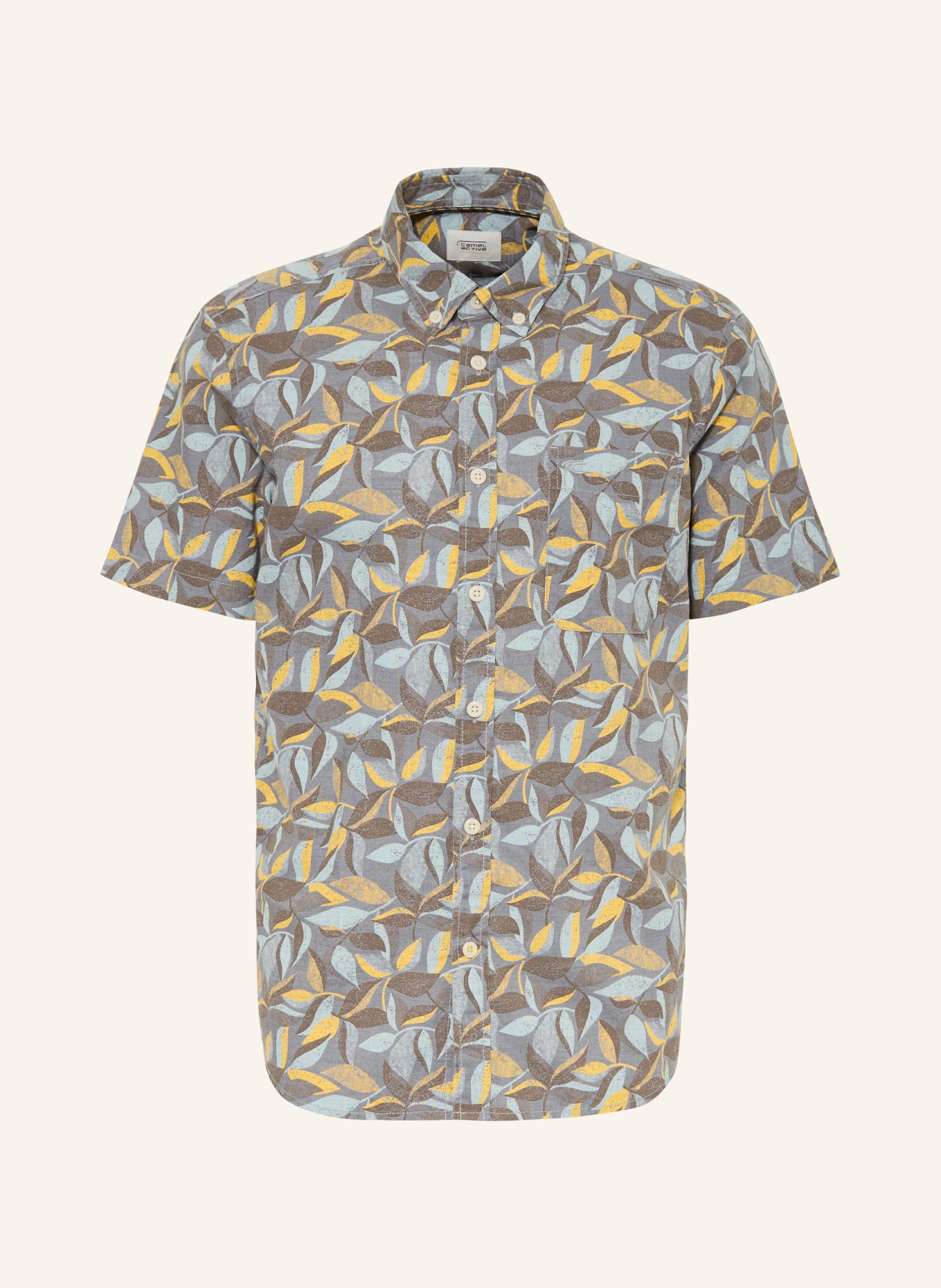 camel active Short-sleeved shirt, regular fit: DARK BLUE / DARK GRAY / DARK YELLOW