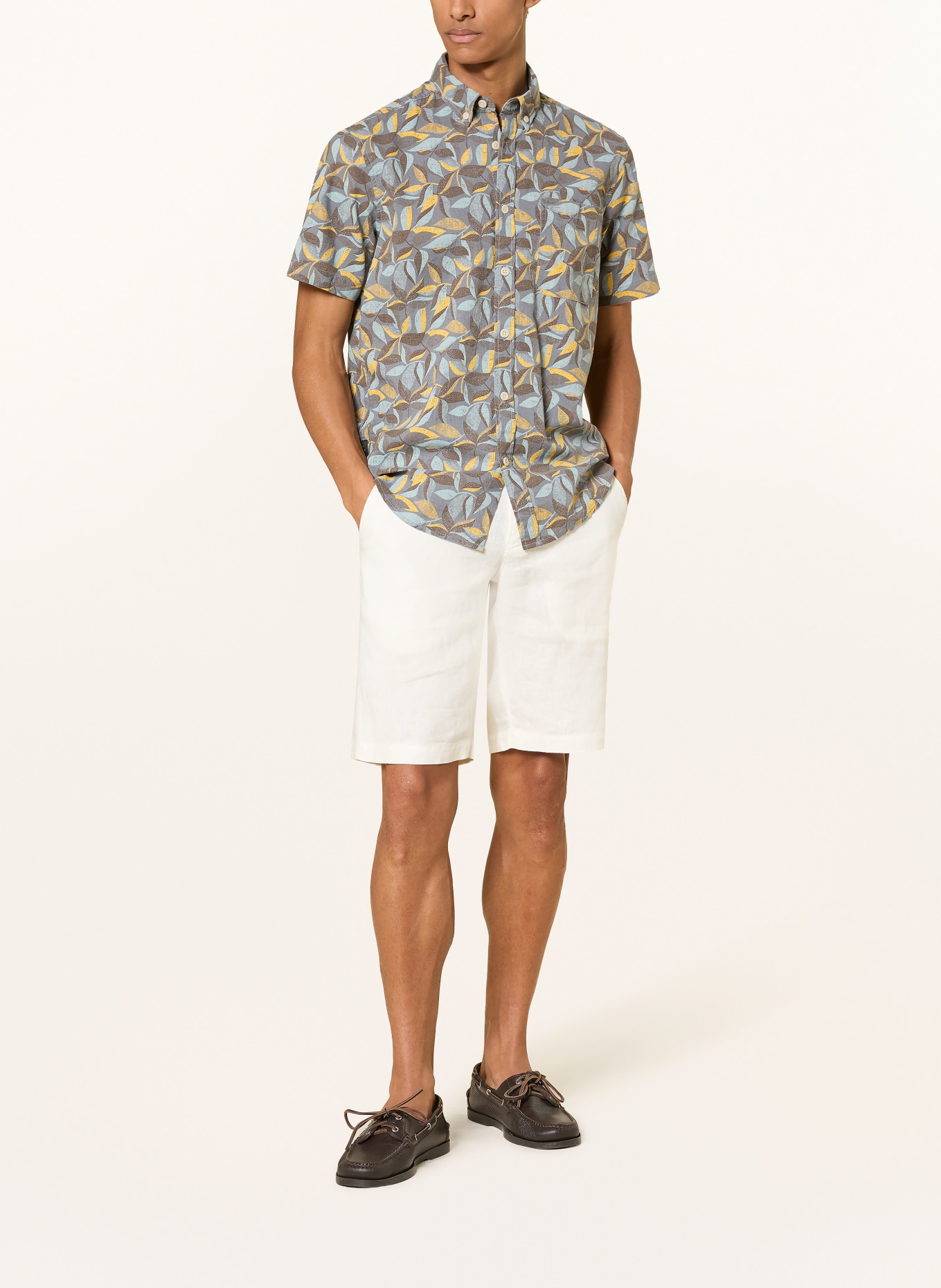 camel active Short-sleeved shirt, regular fit: DARK BLUE / DARK GRAY / DARK YELLOW