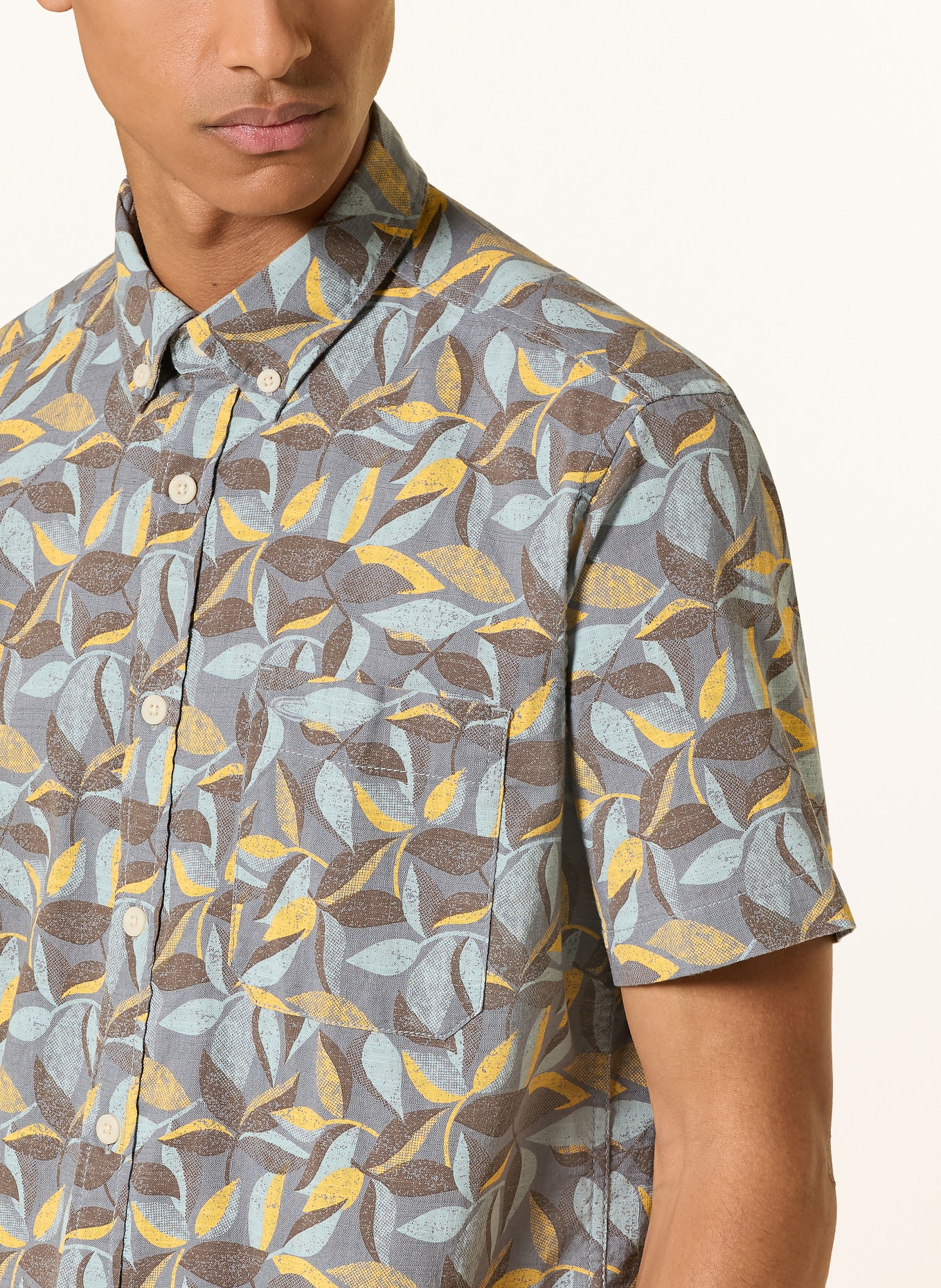 camel active Short-sleeved shirt, regular fit: DARK BLUE / DARK GRAY / DARK YELLOW