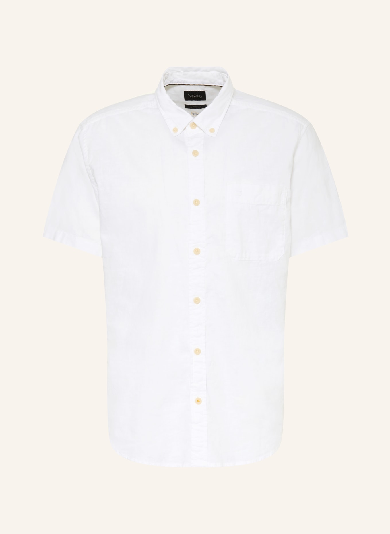 camel active Koszula z krótkim rękawem o regularnym kroju z lnu: BIAŁY