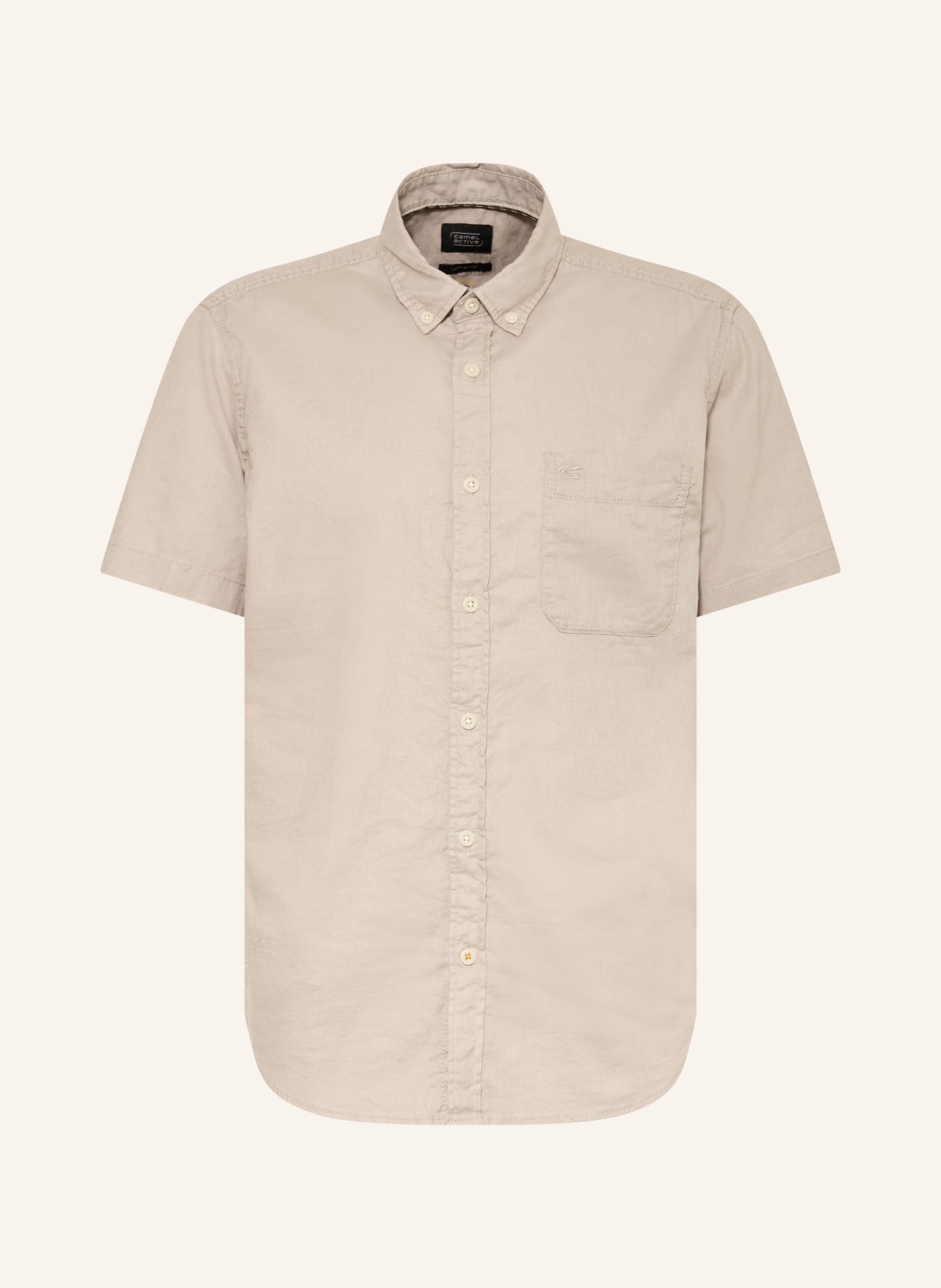 camel active Koszula z krótkim rękawem o regularnym kroju z lnu: SZARY