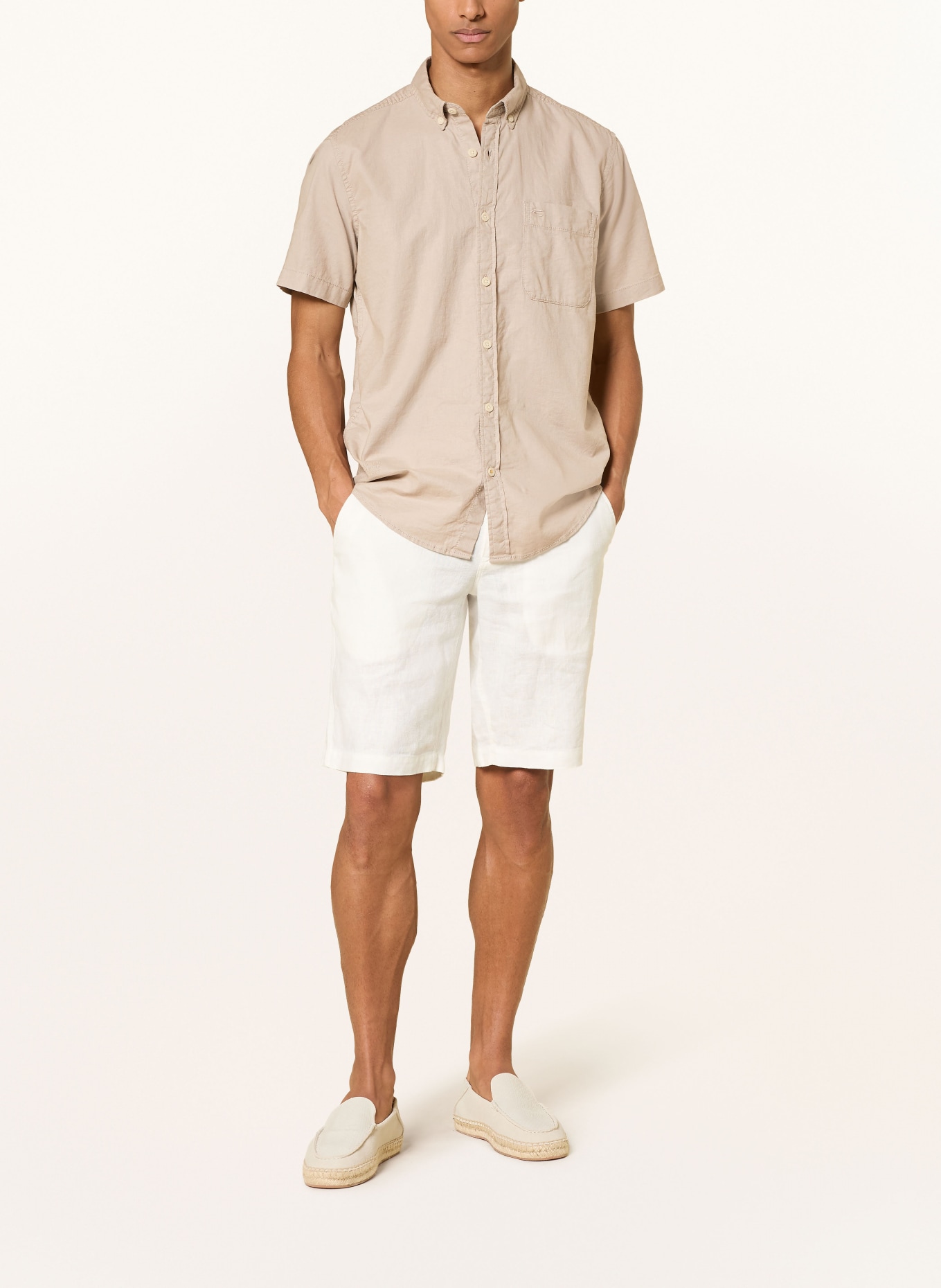 camel active Koszula z krótkim rękawem o regularnym kroju z lnu: SZARY