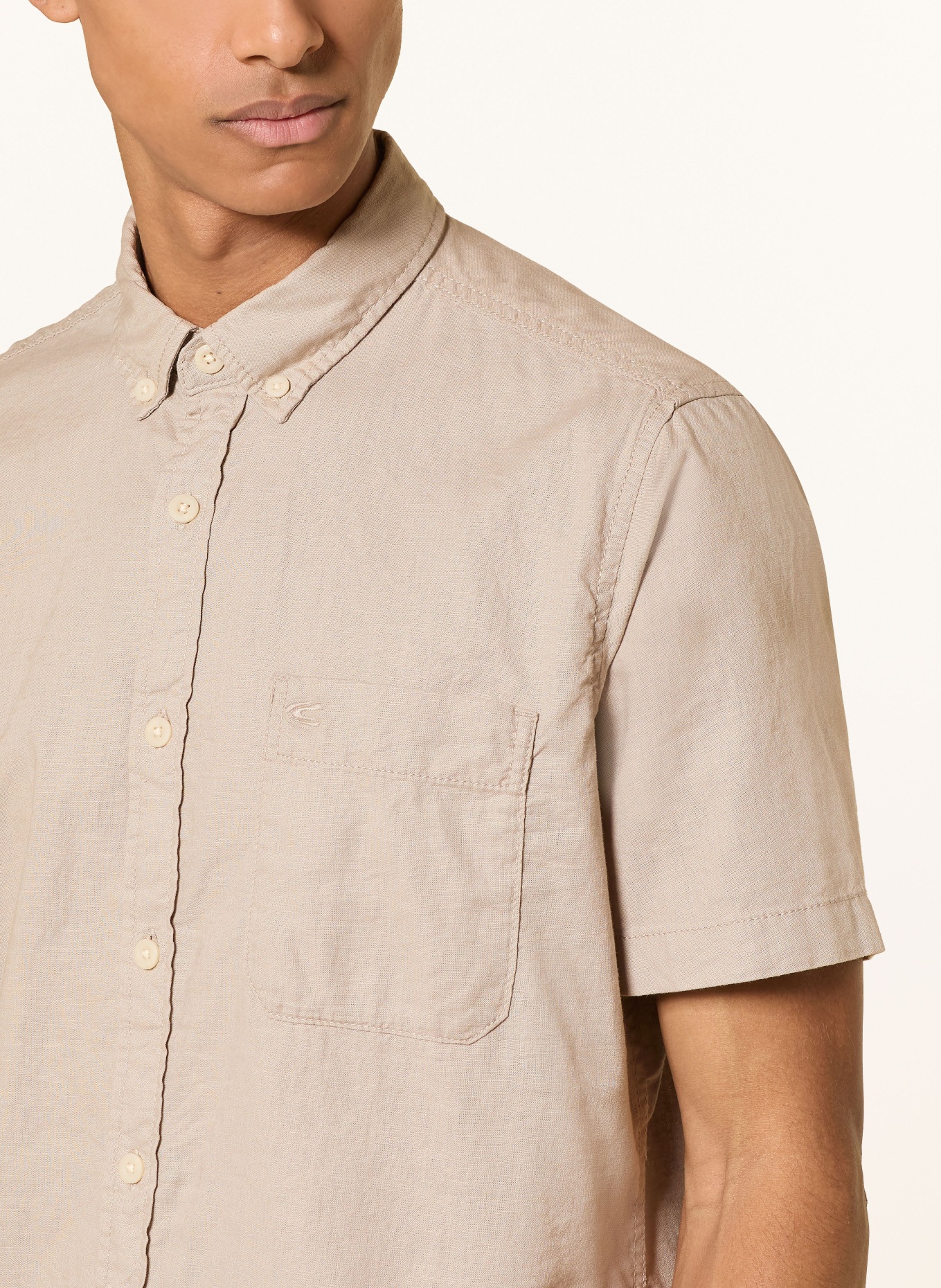 camel active Koszula z krótkim rękawem o regularnym kroju z lnu: SZARY