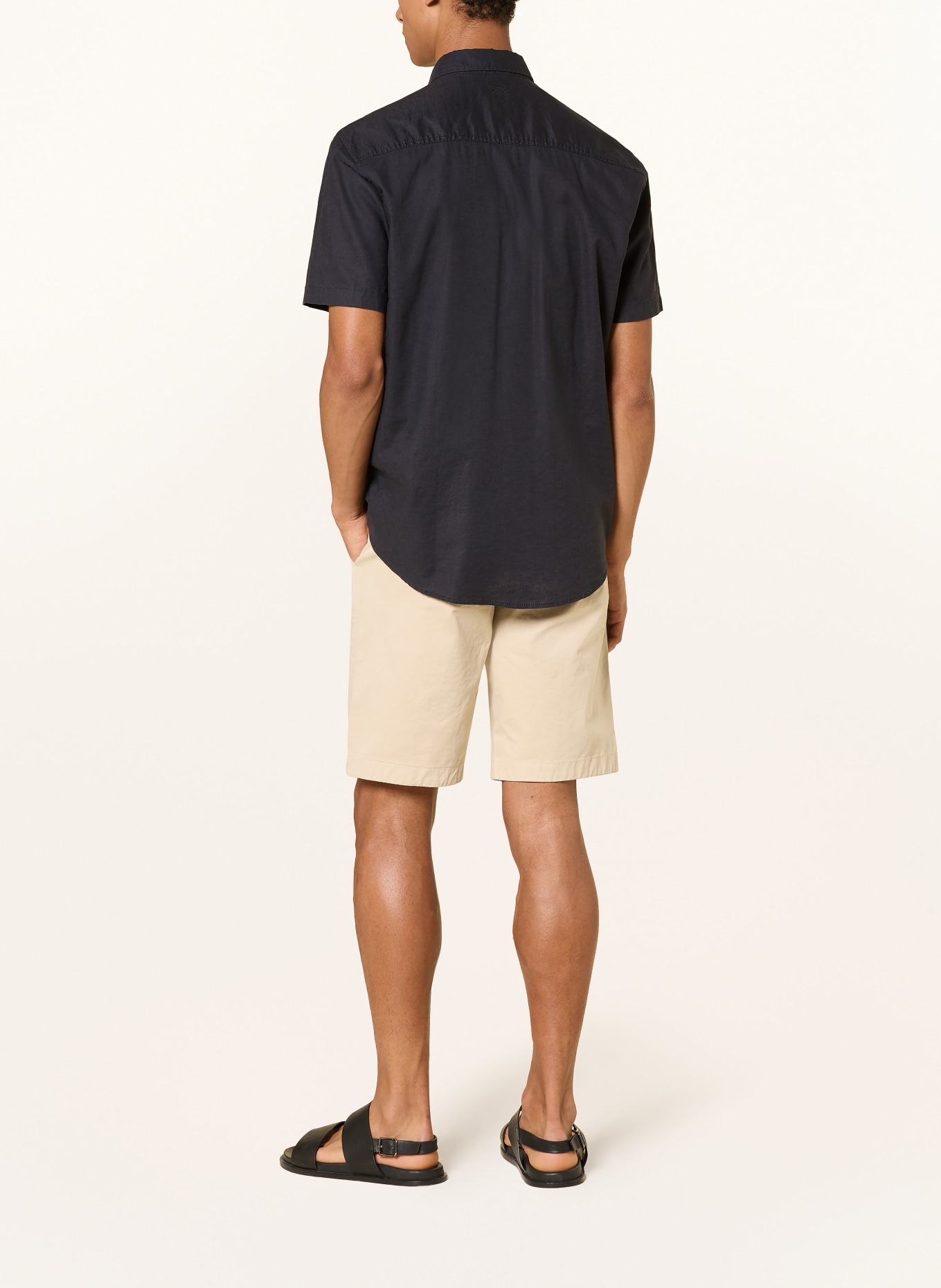 camel active Koszula z krótkim rękawem o regularnym kroju z lnu: GRANATOWY