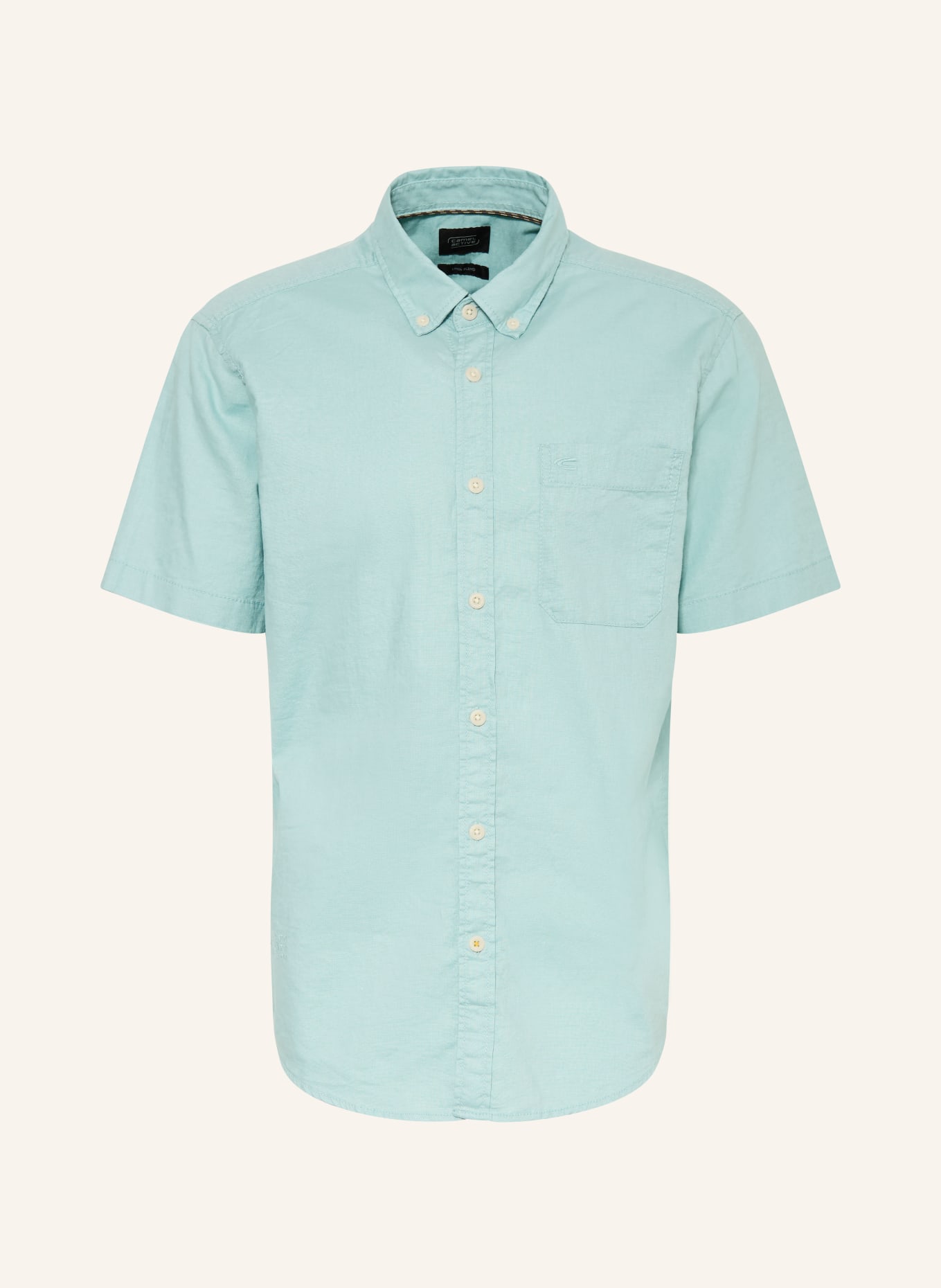 camel active Koszula z krótkim rękawem o regularnym kroju z lnu: MIĘTOWY