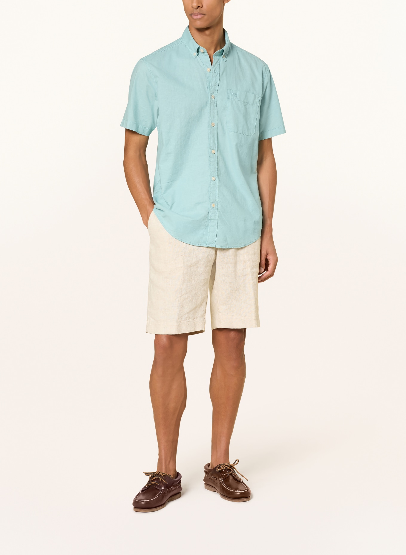 camel active Koszula z krótkim rękawem o regularnym kroju z lnu: MIĘTOWY