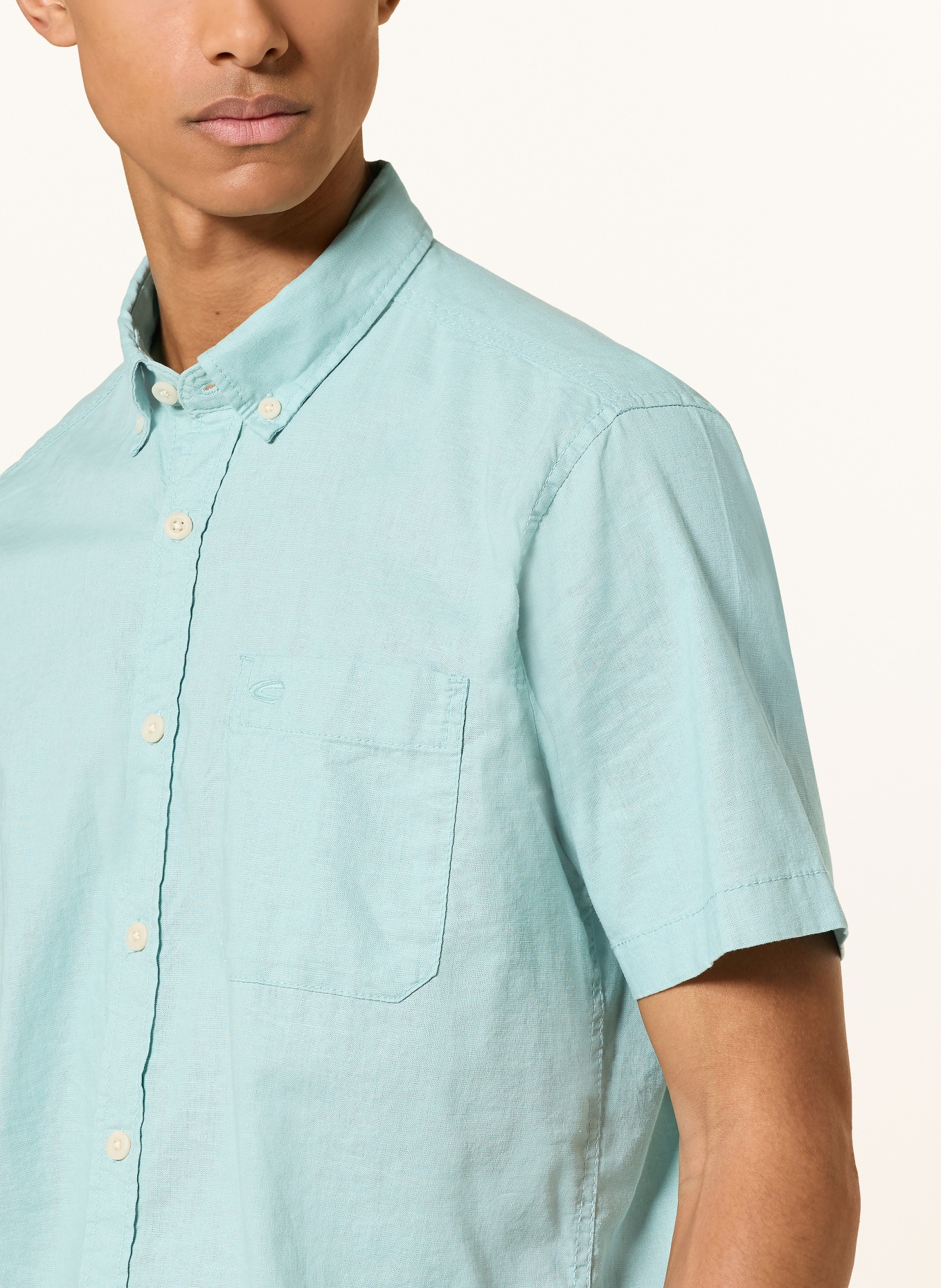 camel active Koszula z krótkim rękawem o regularnym kroju z lnu: MIĘTOWY