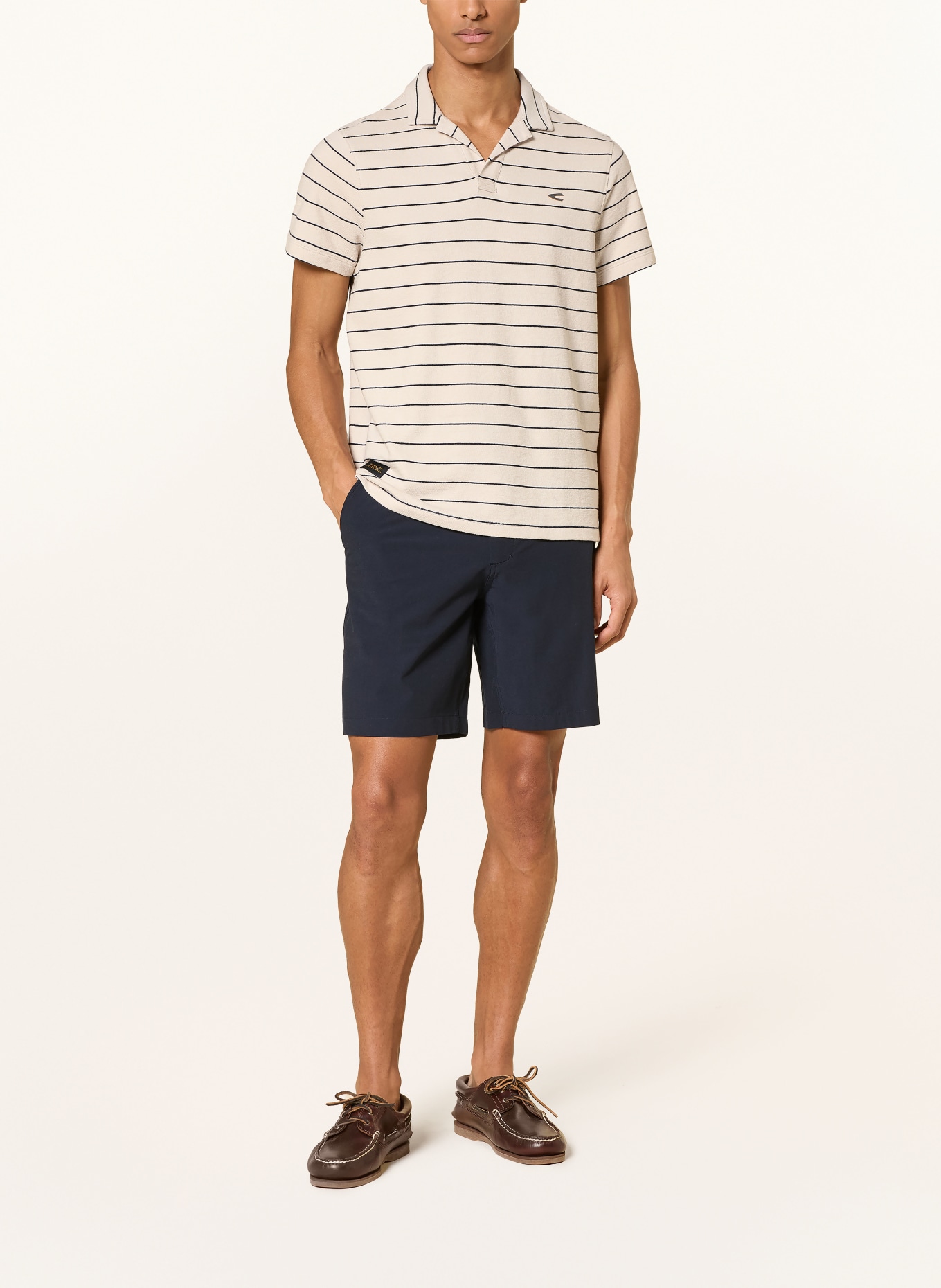 camel active Knit polo shirt: ECRU / DARK BLUE