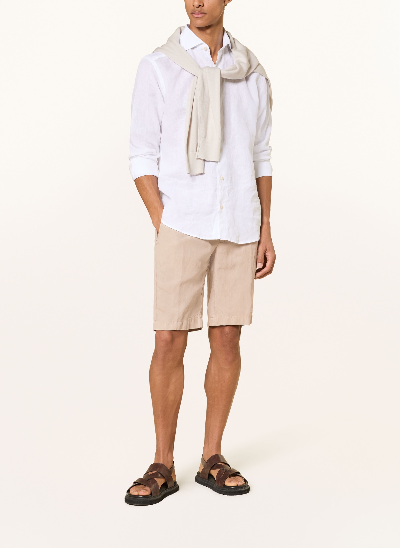 BERWICH Chinoshorts mit Leinen: BEIGE