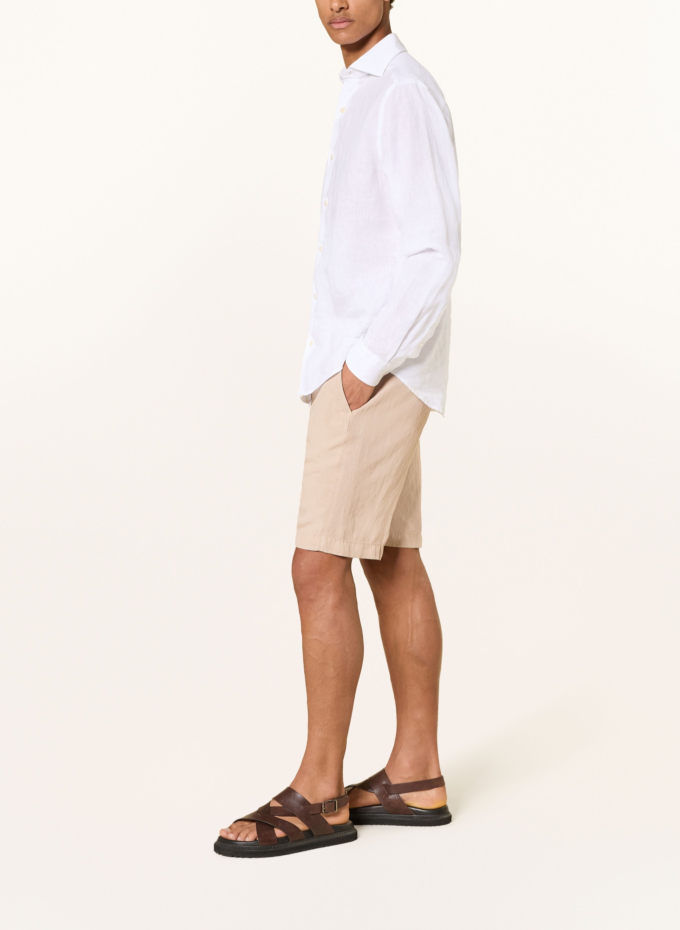 BERWICH Chinoshorts mit Leinen: BEIGE