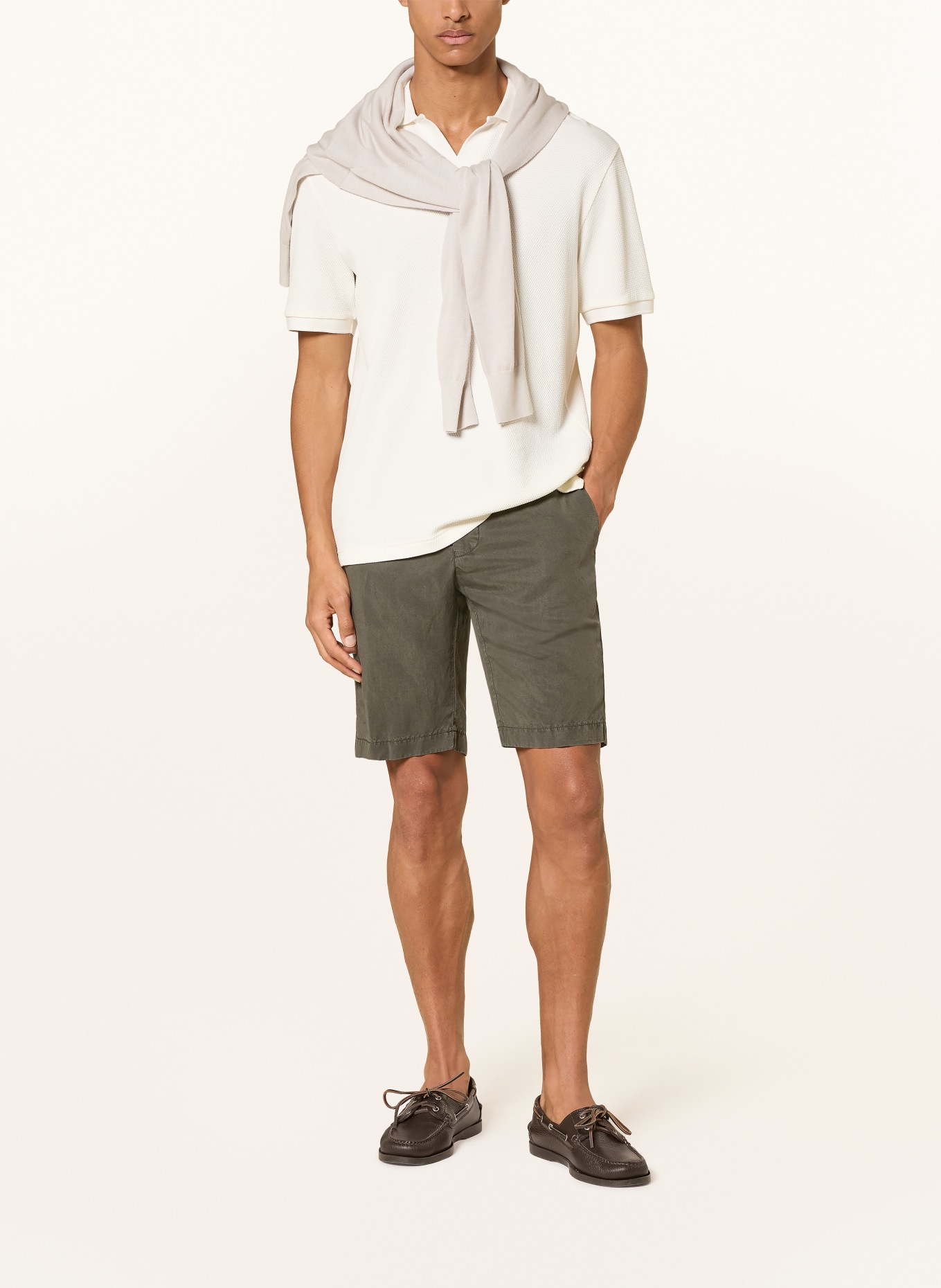 BERWICH Short chino en lin: KAKI