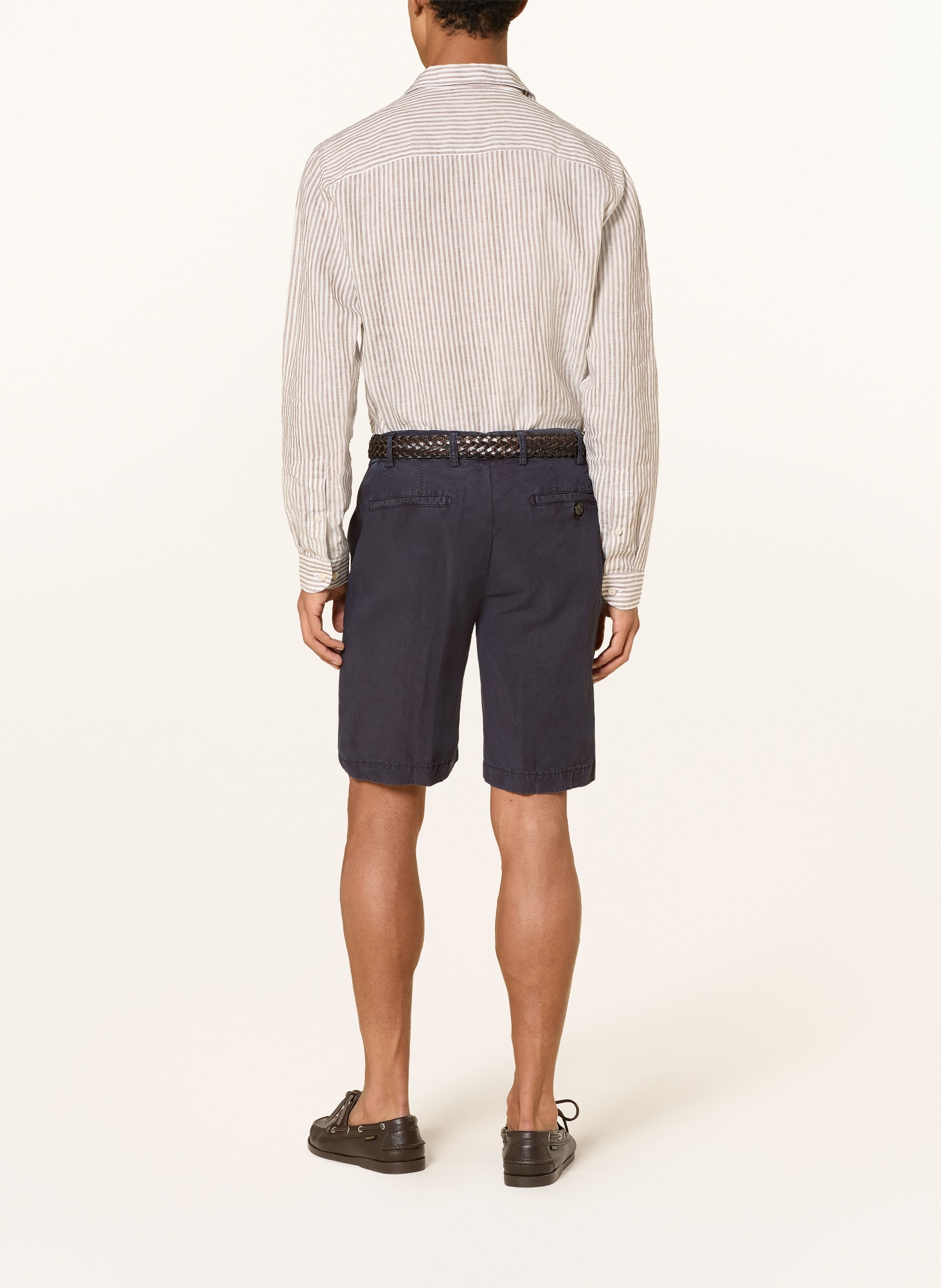 BERWICH Chinoshorts mit Leinen: DUNKELBLAU