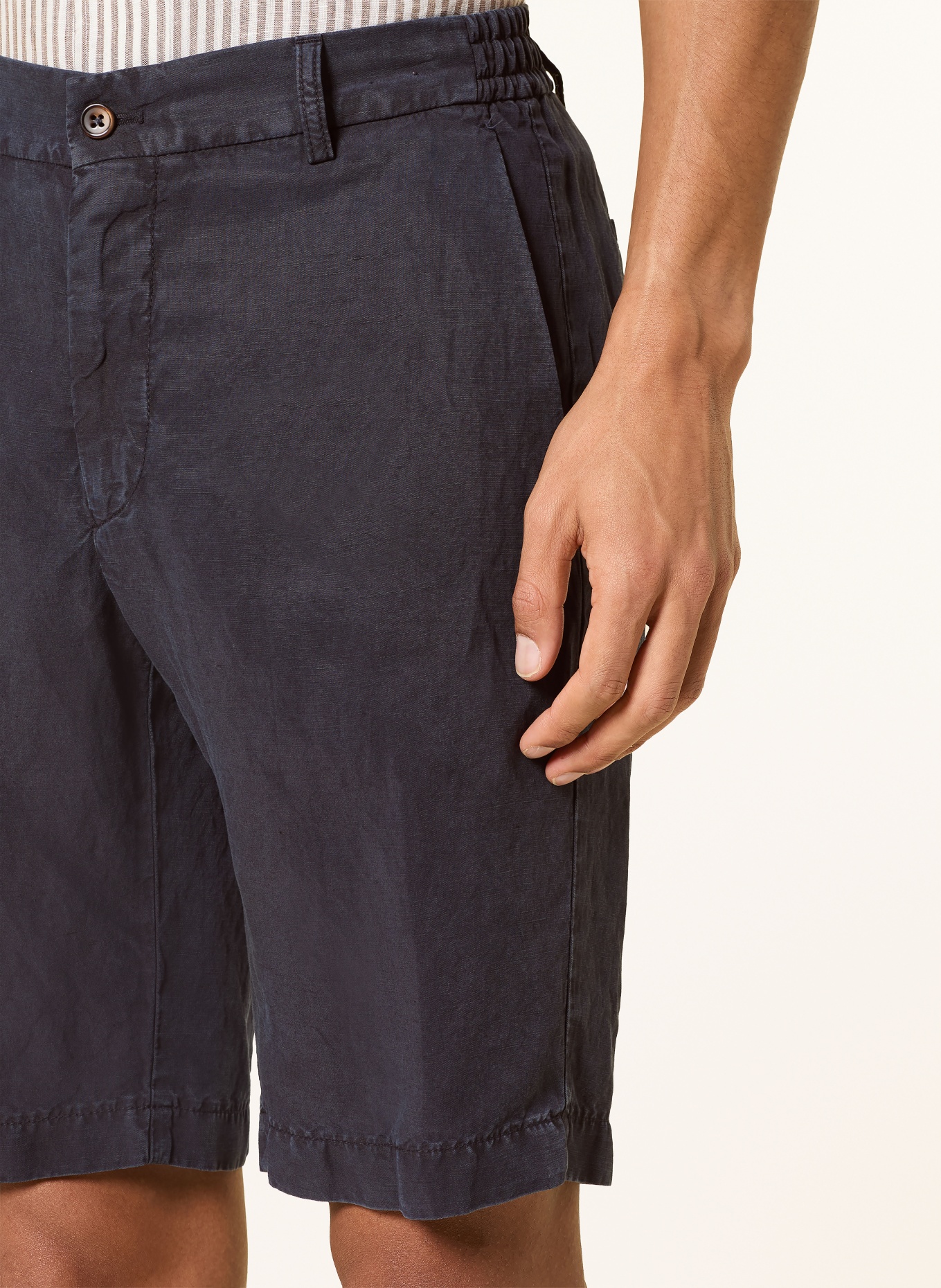 BERWICH Chinoshorts mit Leinen: DUNKELBLAU