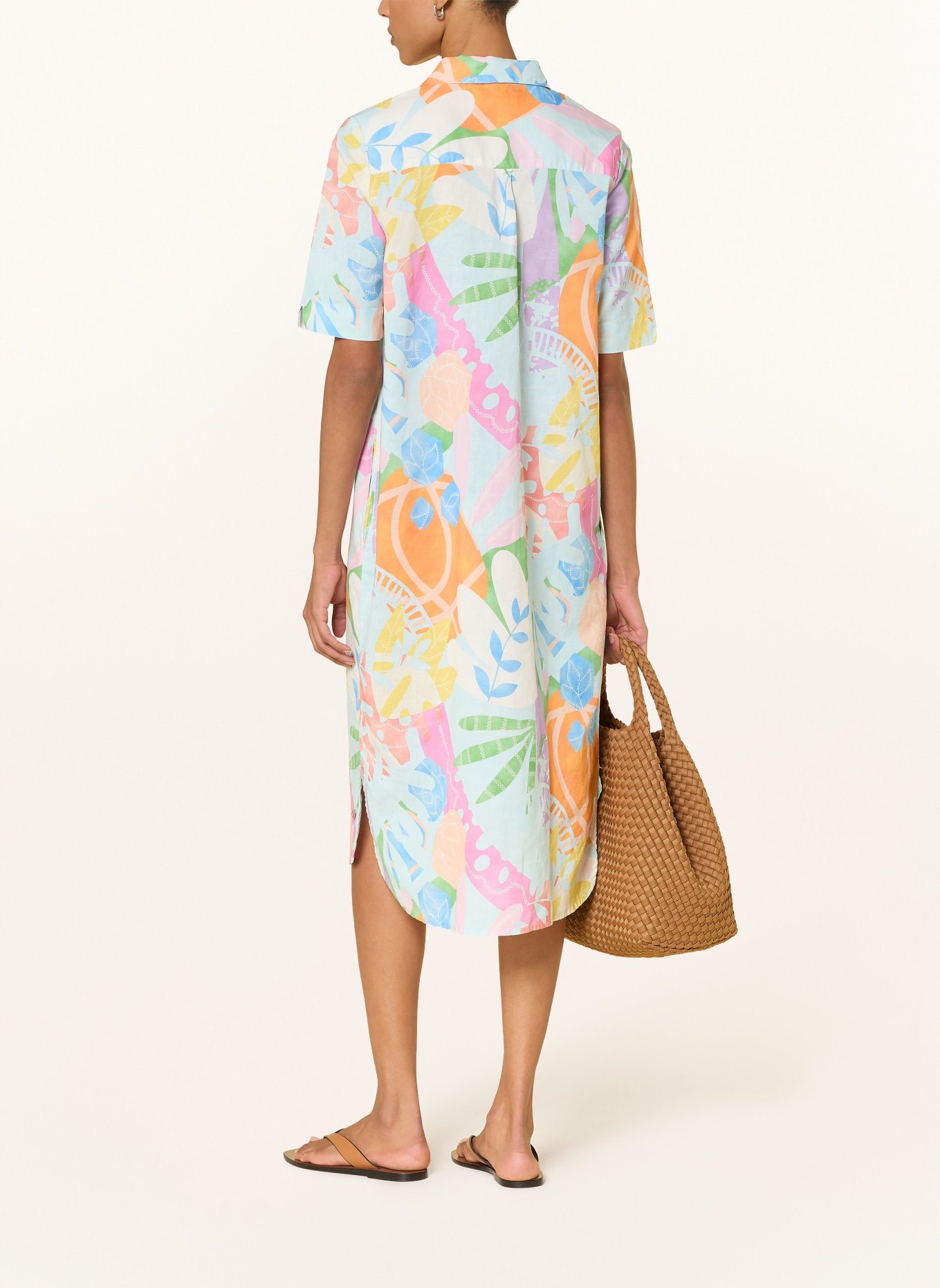 FRIEDA & FREDDIES Košilové šaty z lnu: TMAVĚ MODRÁ / RŮŽOVÁ / ORANŽOVÁ