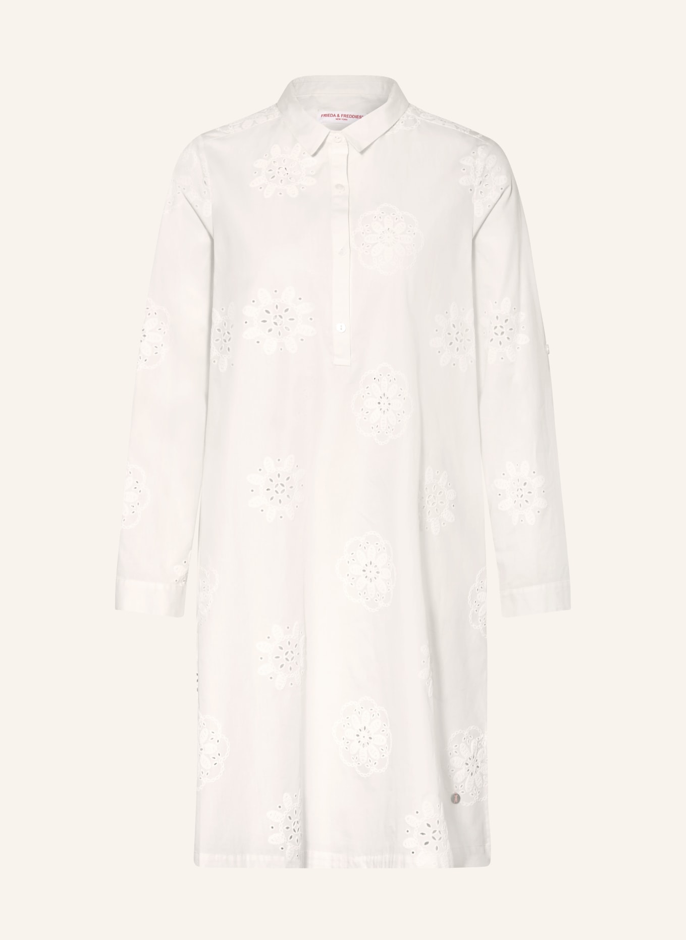 FRIEDA & FREDDIES Hemdblusenkleid mit Lochspitze: WEISS