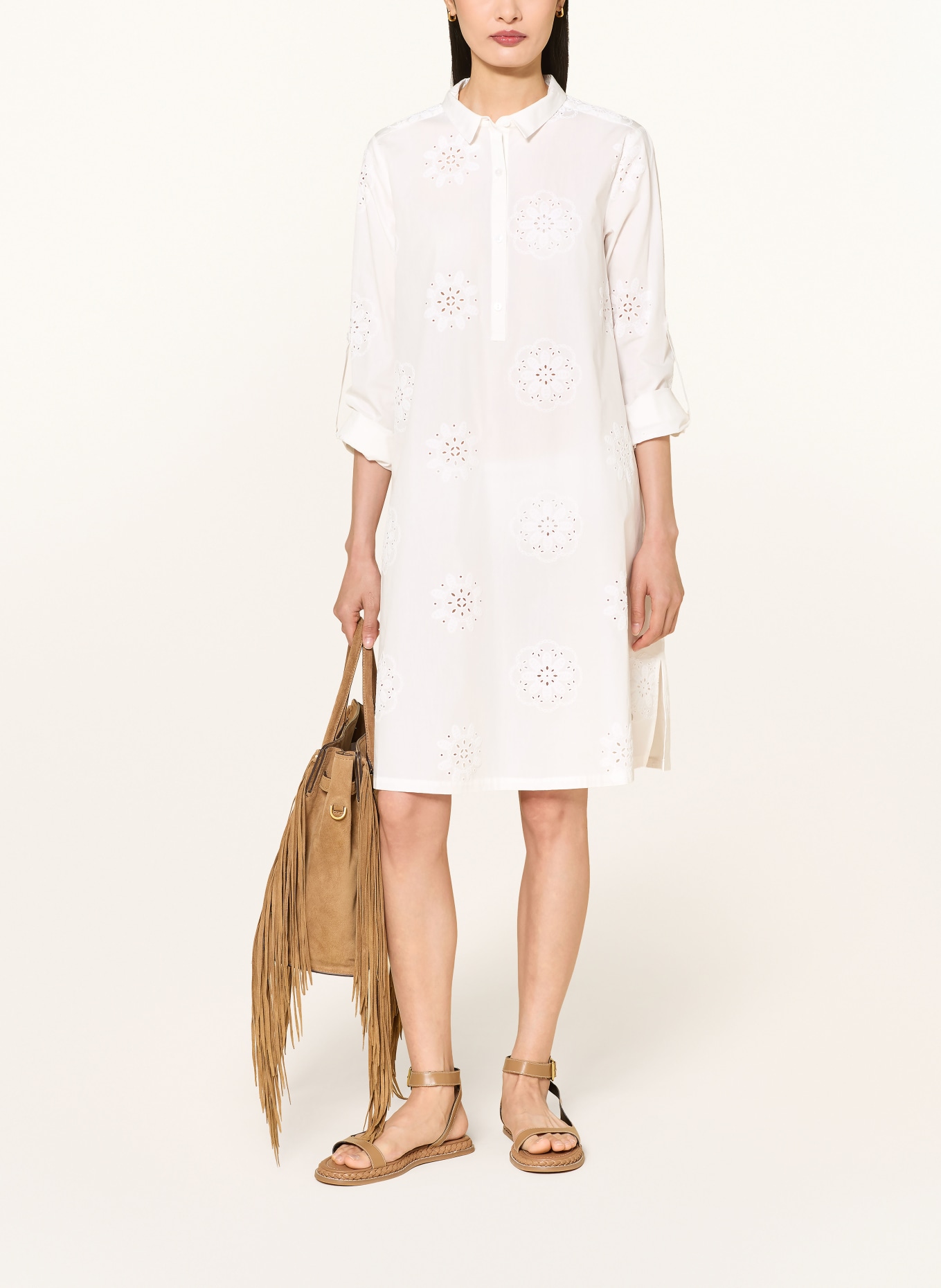 FRIEDA & FREDDIES Hemdblusenkleid mit Lochspitze: WEISS