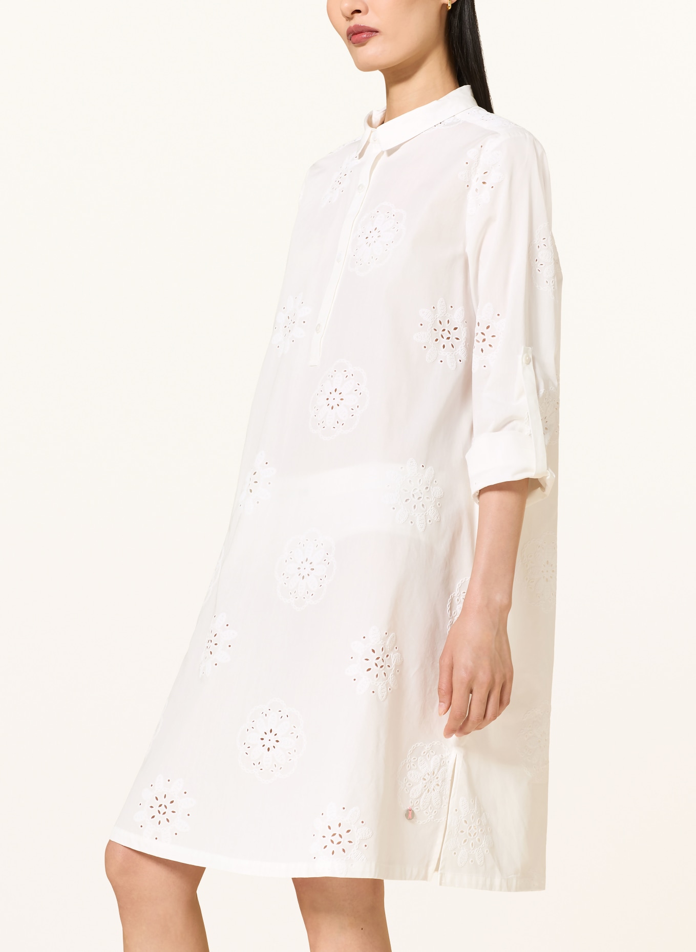 FRIEDA & FREDDIES Hemdblusenkleid mit Lochspitze: WEISS