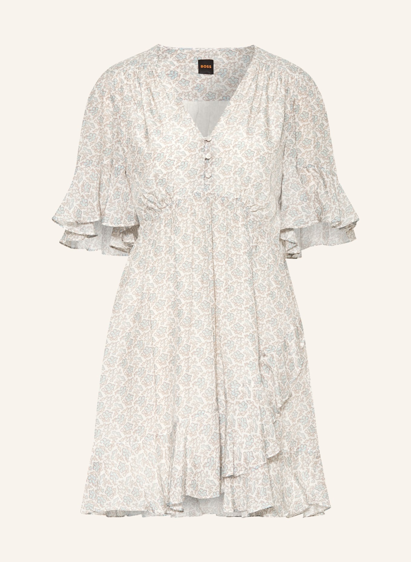 BOSS Kleid DALIZIA mit Volants: WEISS / HELLBLAU