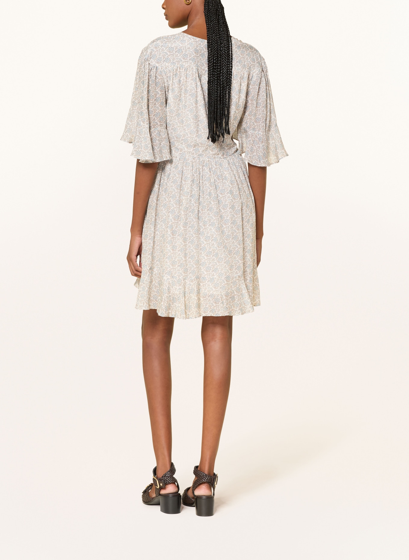 BOSS Kleid DALIZIA mit Volants: WEISS / HELLBLAU