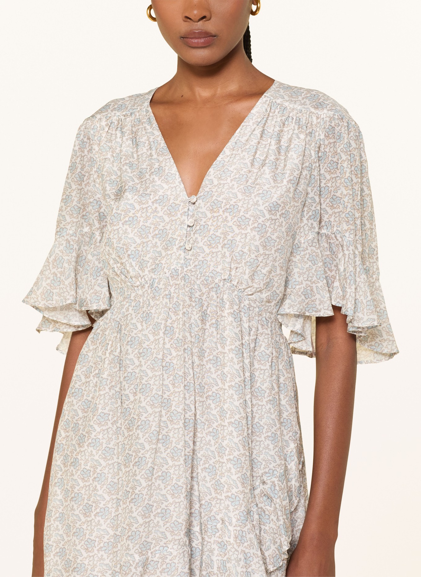 BOSS Kleid DALIZIA mit Volants: WEISS / HELLBLAU