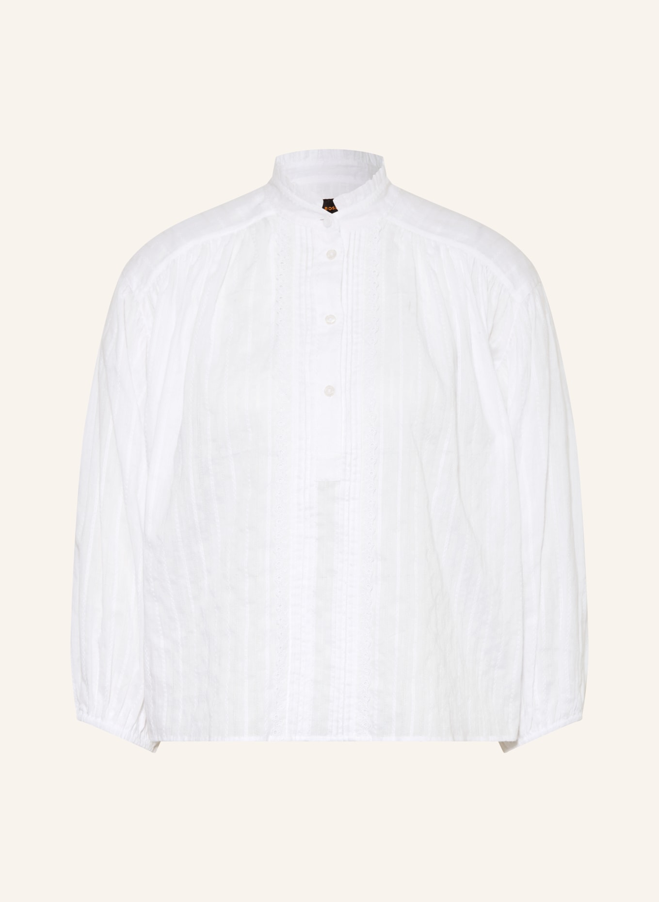 BOSS Blusenshirt BILEY mit Spitze und 3/4-Arm: WEISS