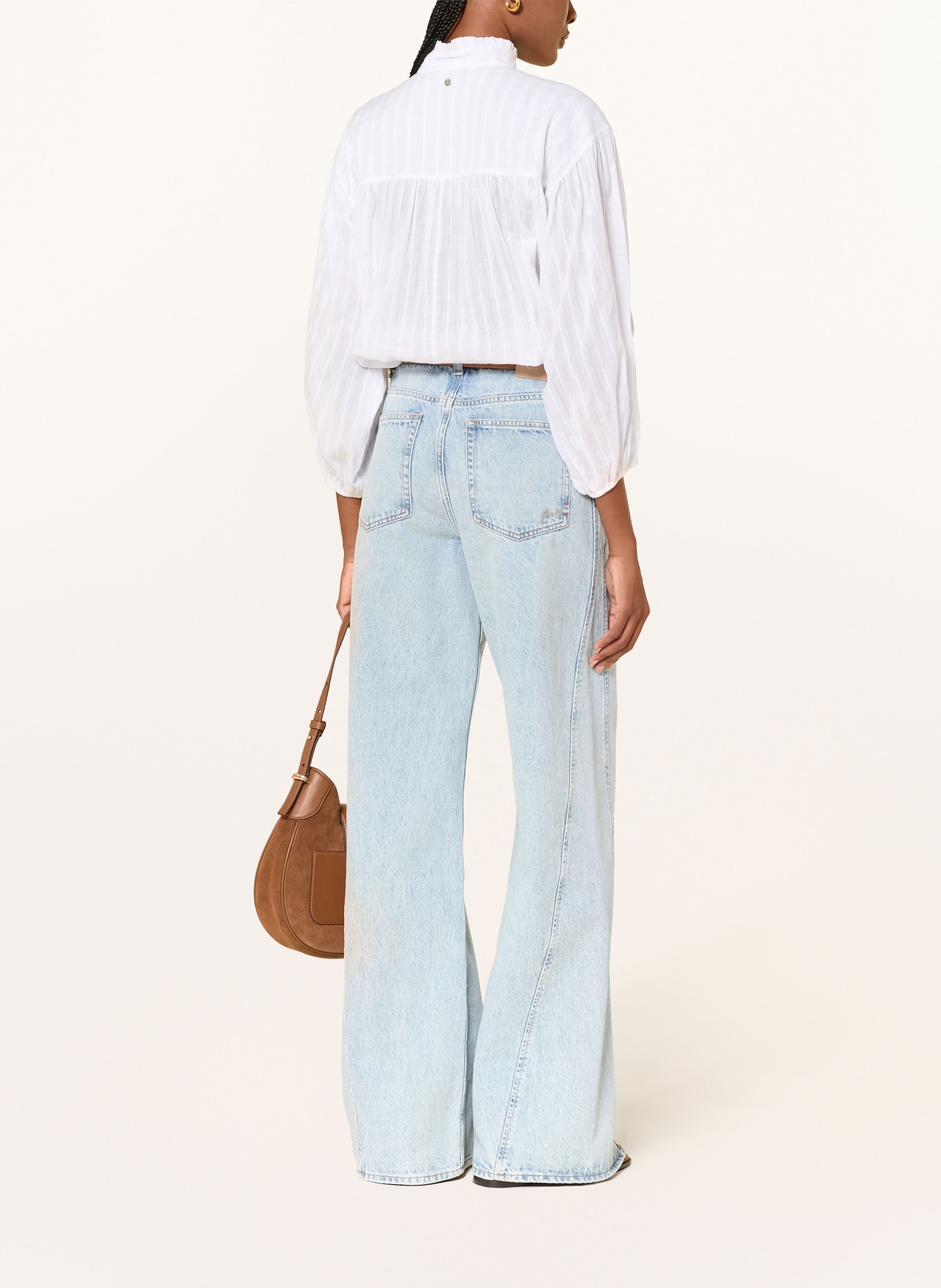 BOSS Blusenshirt BILEY mit Spitze und 3/4-Arm: WEISS