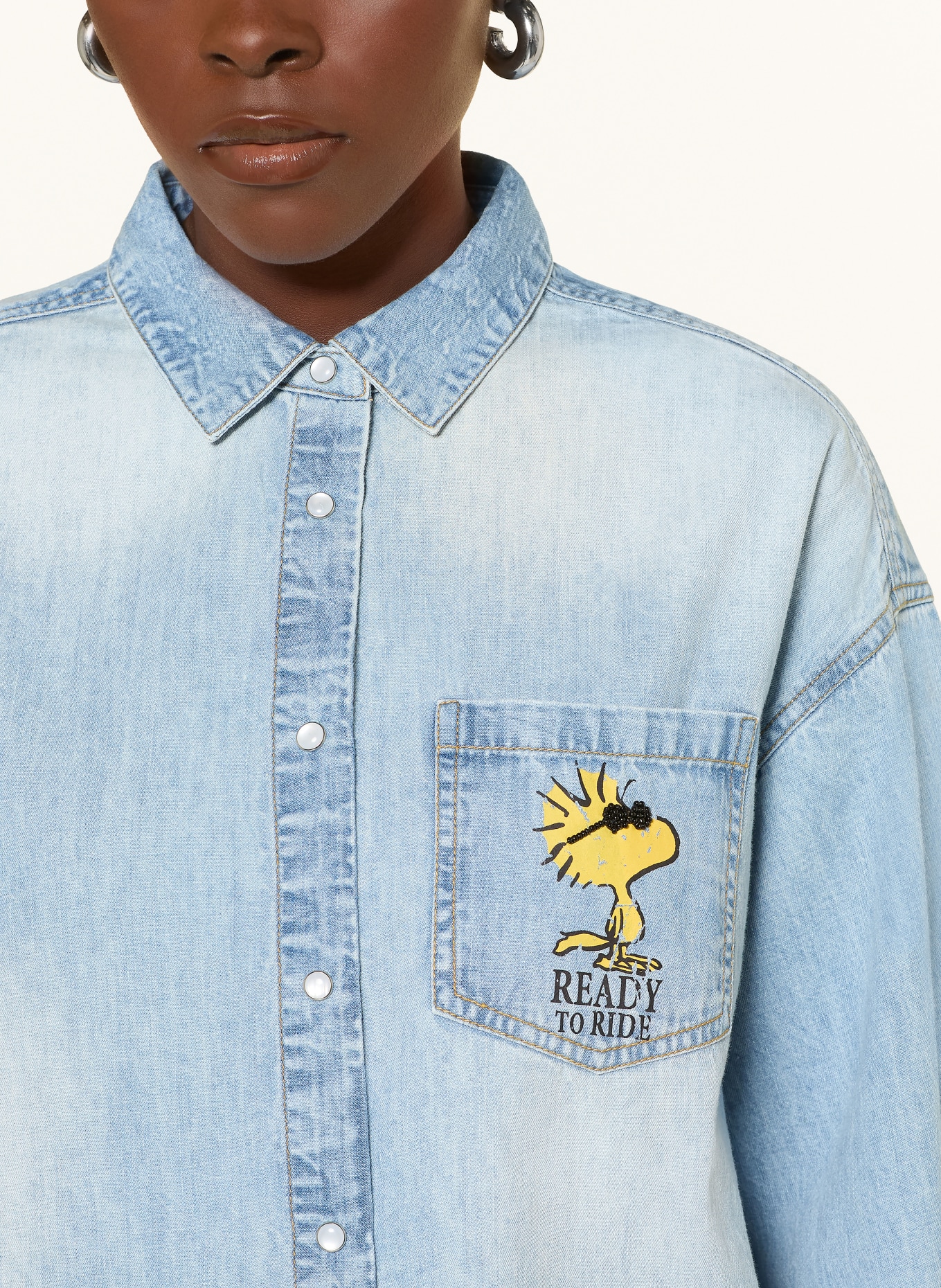 Princess GOES HOLLYWOOD Jeansbluse mit Schmucksteinen: BLAU / GELB / SCHWARZ