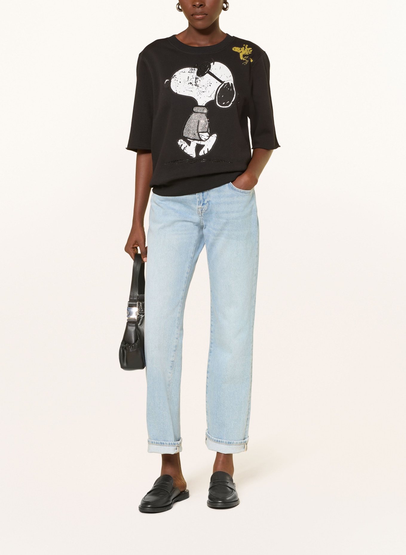 Princess GOES HOLLYWOOD Sweat-shirt à manches 3/4 et strass: NOIR / JAUNE / BLANC