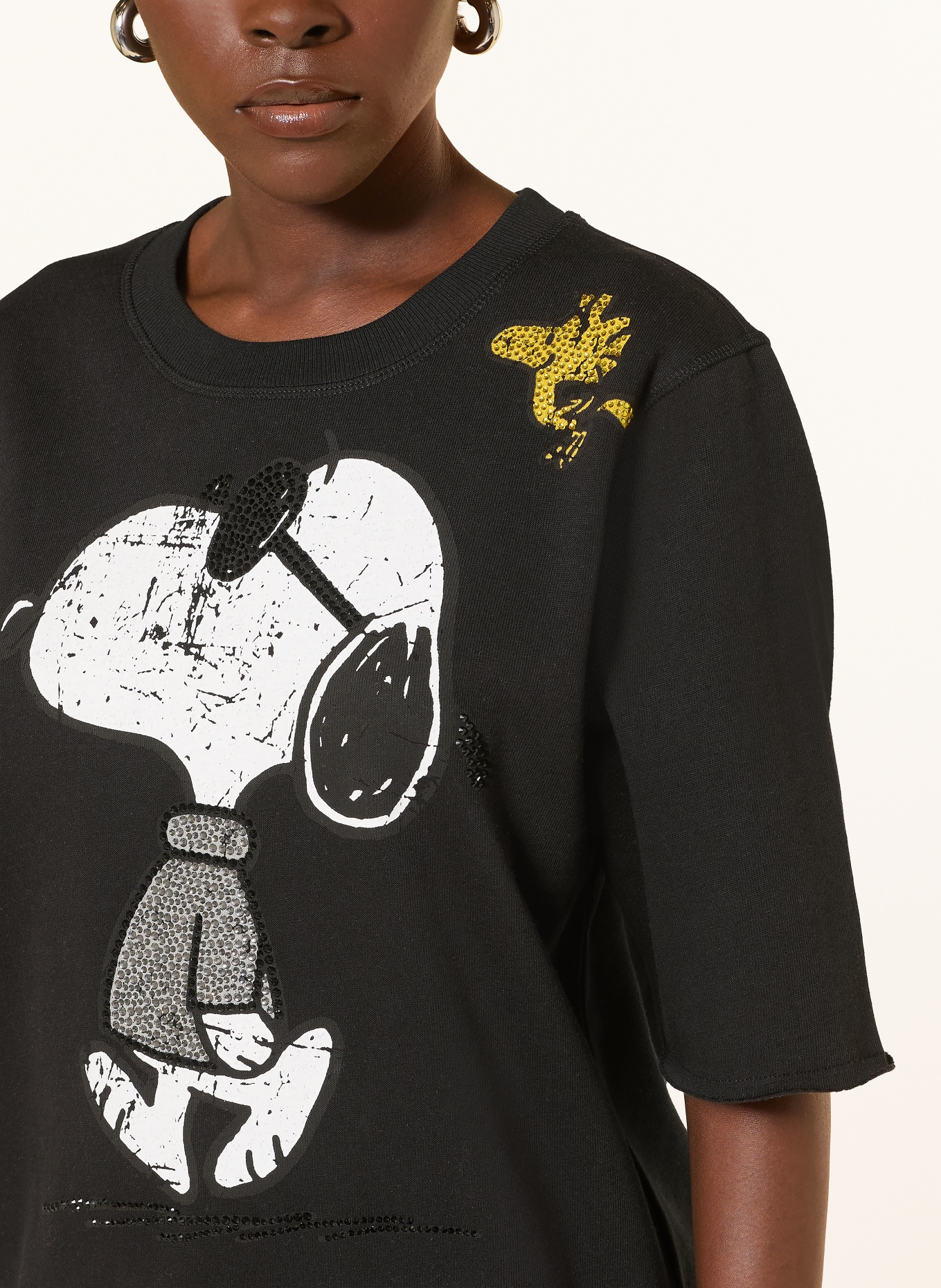 Princess GOES HOLLYWOOD Sweat-shirt à manches 3/4 et strass: NOIR / JAUNE / BLANC