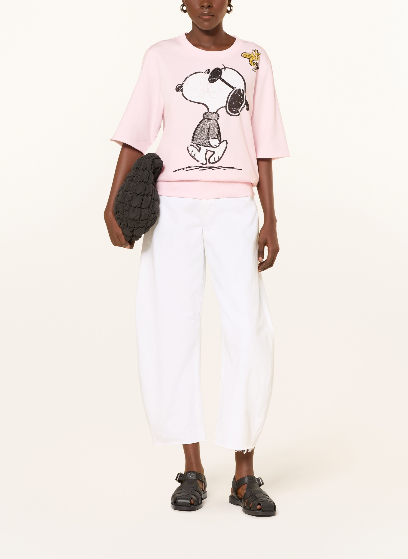 Princess GOES HOLLYWOOD Mikina s 3/4 rukávy a ozdobnými kamínky: SVĚTLE RŮŽOVÁ / BÍLÁ / ČERNÁ