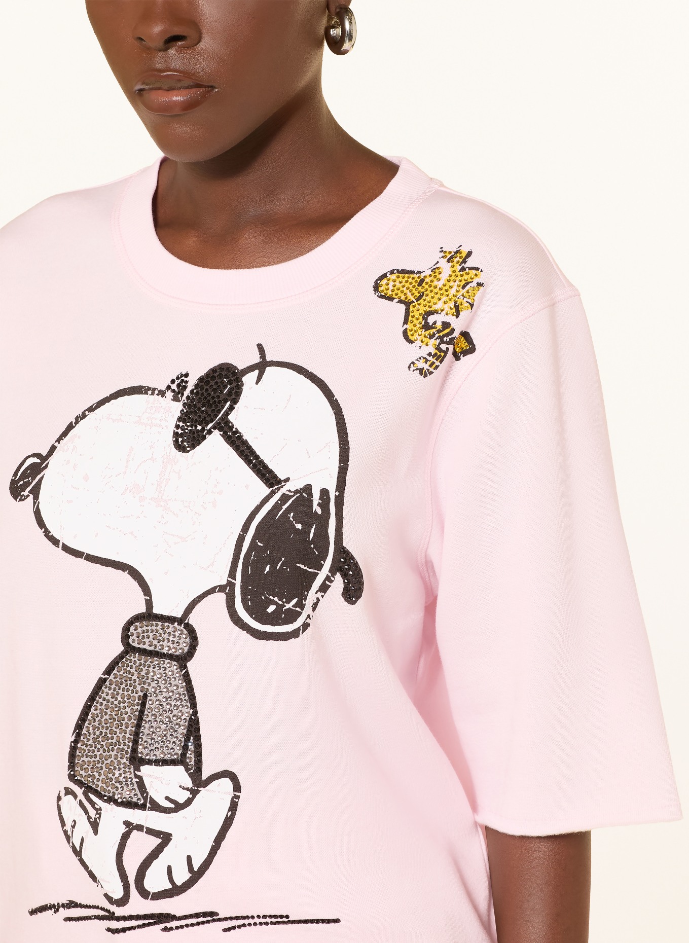 Princess GOES HOLLYWOOD Mikina s 3/4 rukávy a ozdobnými kamínky: SVĚTLE RŮŽOVÁ / BÍLÁ / ČERNÁ