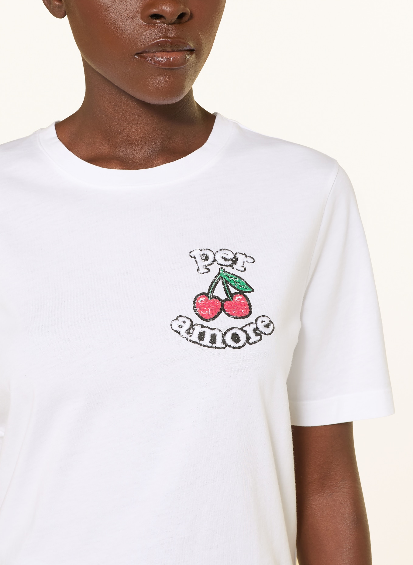 Princess GOES HOLLYWOOD T-Shirt mit Schmucksteinen: WEISS / ROT / GRÜN