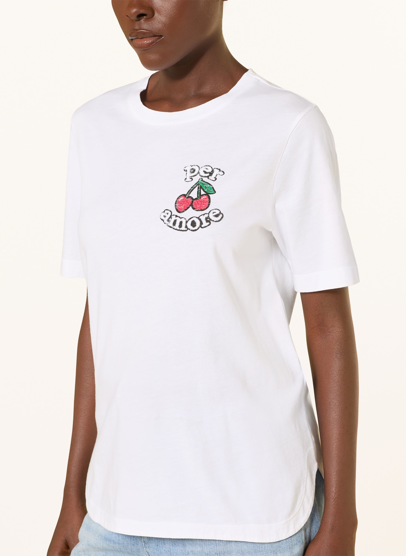 Princess GOES HOLLYWOOD T-Shirt mit Schmucksteinen: WEISS / ROT / GRÜN