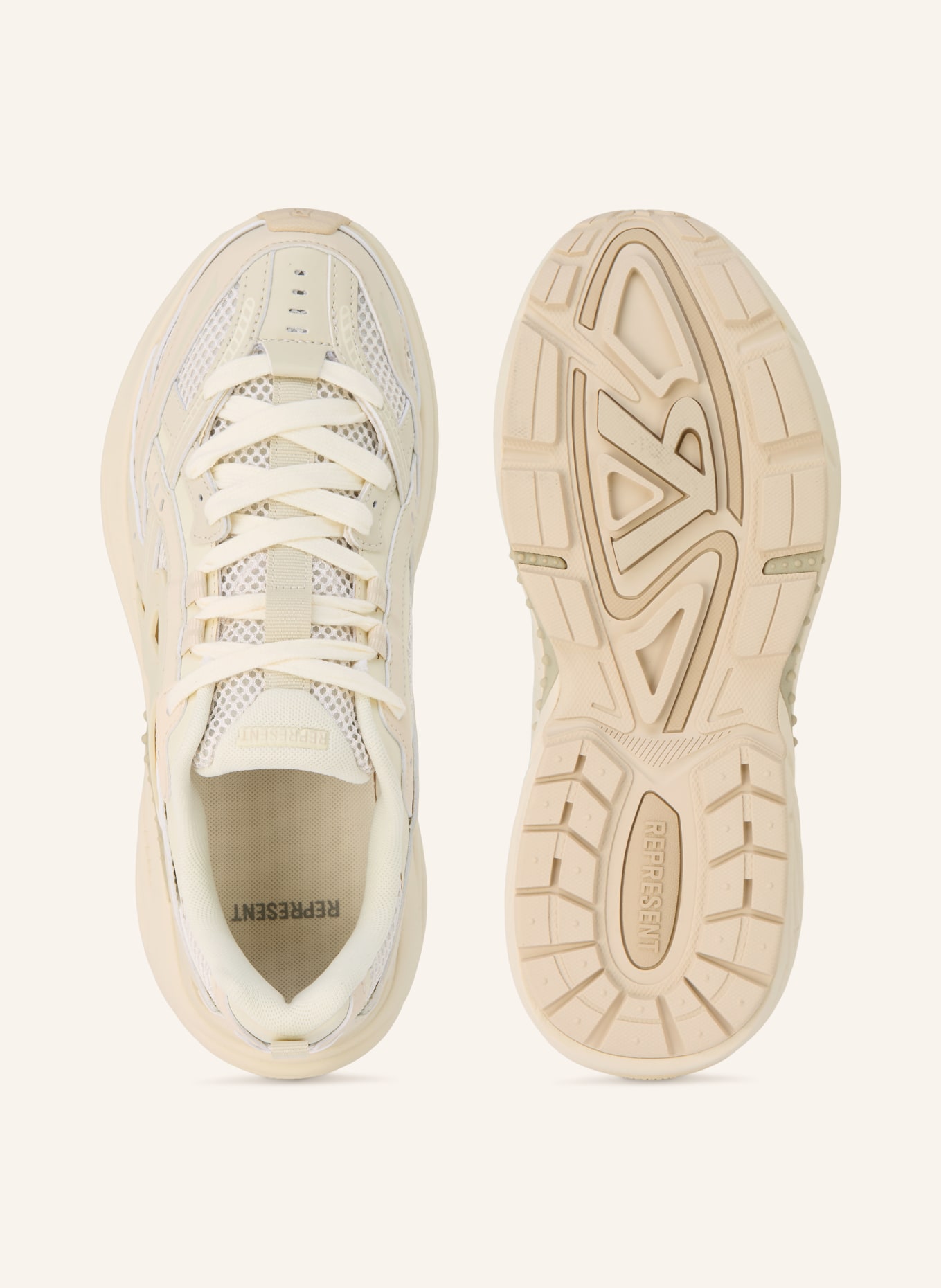 REPRESENT Baskets STORM RUNNER: BLANC / MARRON FONCÉ / NOIR